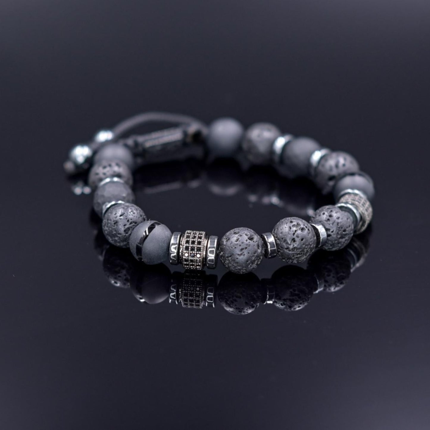 Black Onyx Lava Stone Bracelet, Men's Gemstone Beaded Bracelet, Gift for Men, Adjustable Braided Bracelet, Hematite Bracelet, Christmas Gift - Shamballa Bracelet - Mantra Bracelet - Yoga Bracelet - Birthstone Bracelet - Gemstone Bracelet Men - Chakra Bracelet - Macrame Bracelet - Healing Bracelet - Gift for Father - Gift For Men - Valinde