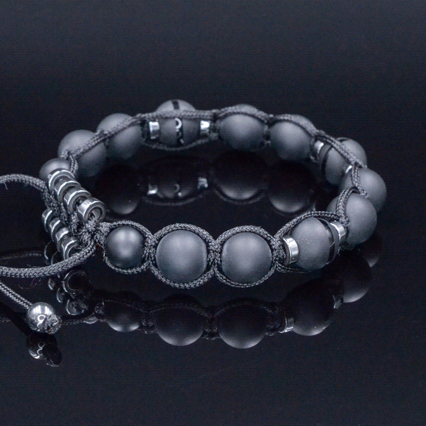 Men's Black Onyx Hematite Beaded Bracelet, Gemstone Braided Adjustable Bracelet, Gift for Men, Father's Day Gift, Crystal Amulet Bracelet - Shamballa Bracelet - Mantra Bracelet - Birthstone Bracelet - Gemstone Bracelet Men - Chakra Bracelet - Macrame Bracelet - Healing Bracelet - Valinde