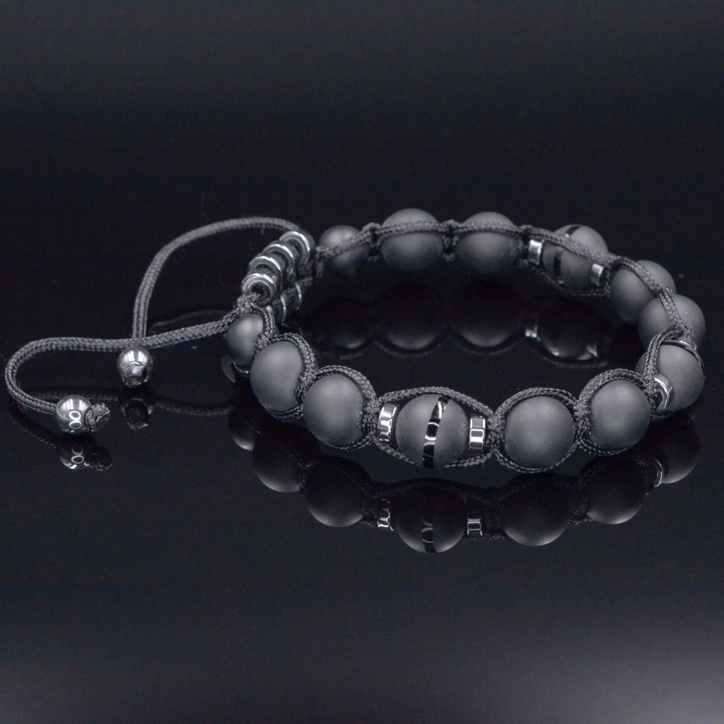 Men's Black Onyx Hematite Beaded Bracelet, Gemstone Braided Adjustable Bracelet, Gift for Men, Father's Day Gift, Crystal Amulet Bracelet - Shamballa Bracelet - Mantra Bracelet - Birthstone Bracelet - Gemstone Bracelet Men - Chakra Bracelet - Macrame Bracelet - Healing Bracelet - Valinde