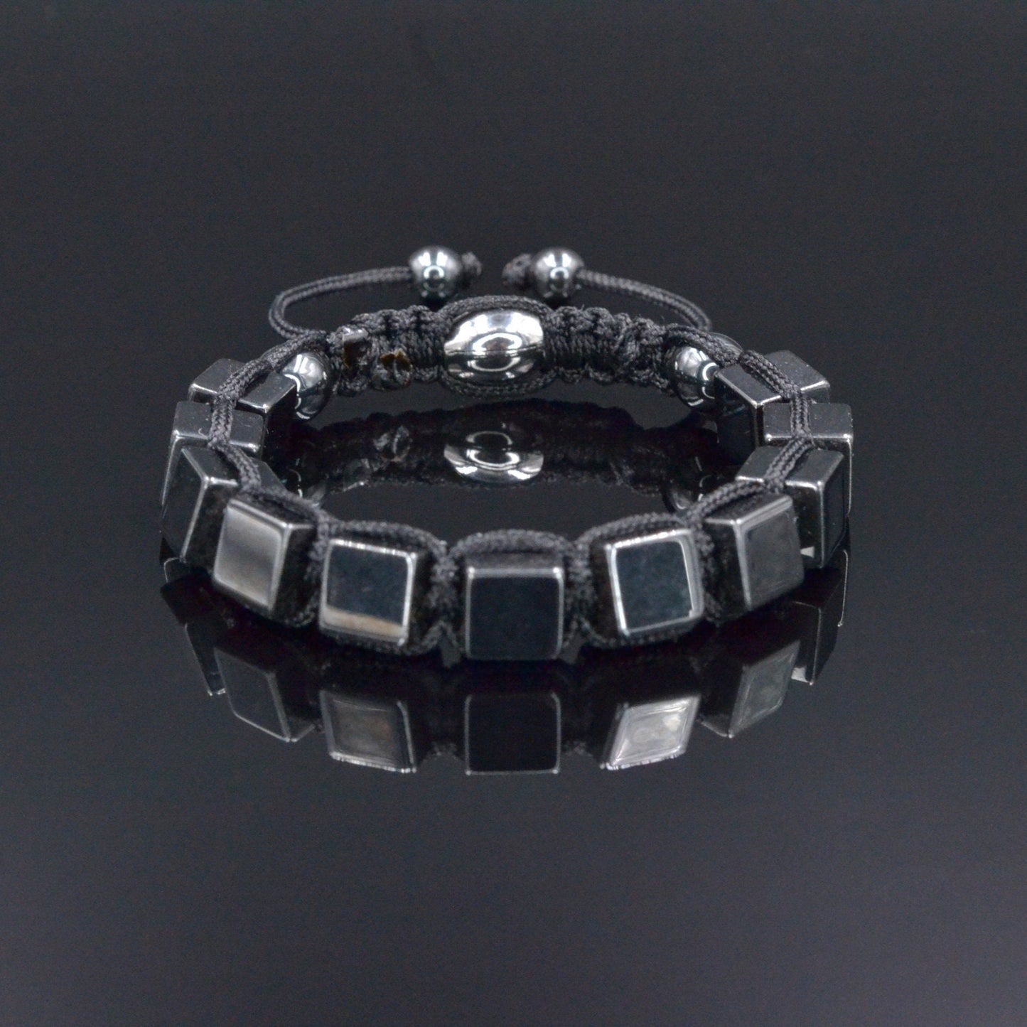 Hematite Cube Magnetic Bracelet Men's Stone Bracelet Gift For Men Macrame Adjustable Bracelet Grey Hematite Beads Bracelet Gift For Him - Shamballa Bracelet - Birthstone Bracelet - Gemstone Bracelet Men - Chakra Bracelet - Macrame Bracelet - Healing Bracelet - Valinde