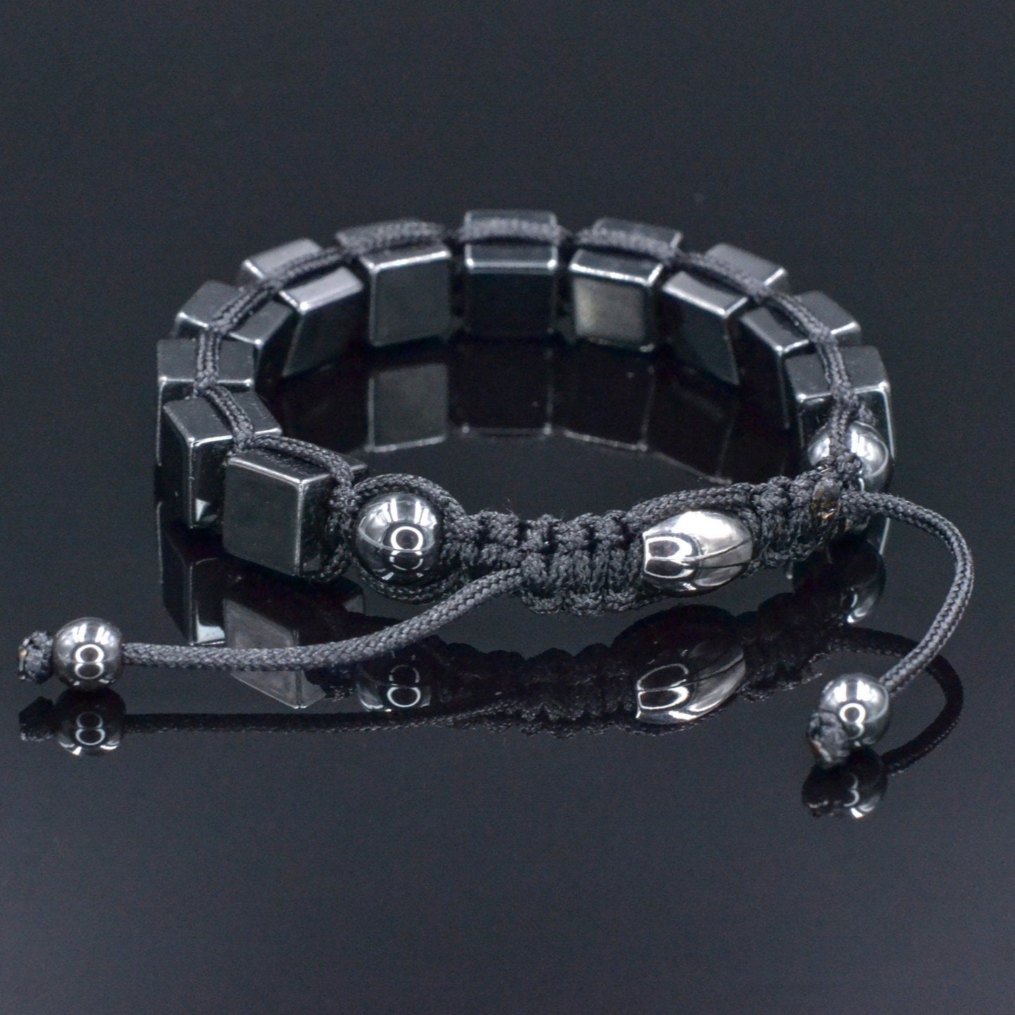 Hematite Cube Magnetic Bracelet Men's Stone Bracelet Gift For Men Macrame Adjustable Bracelet Grey Hematite Beads Bracelet Gift For Him - Shamballa Bracelet - Birthstone Bracelet - Gemstone Bracelet Men - Chakra Bracelet - Macrame Bracelet - Healing Bracelet - Valinde