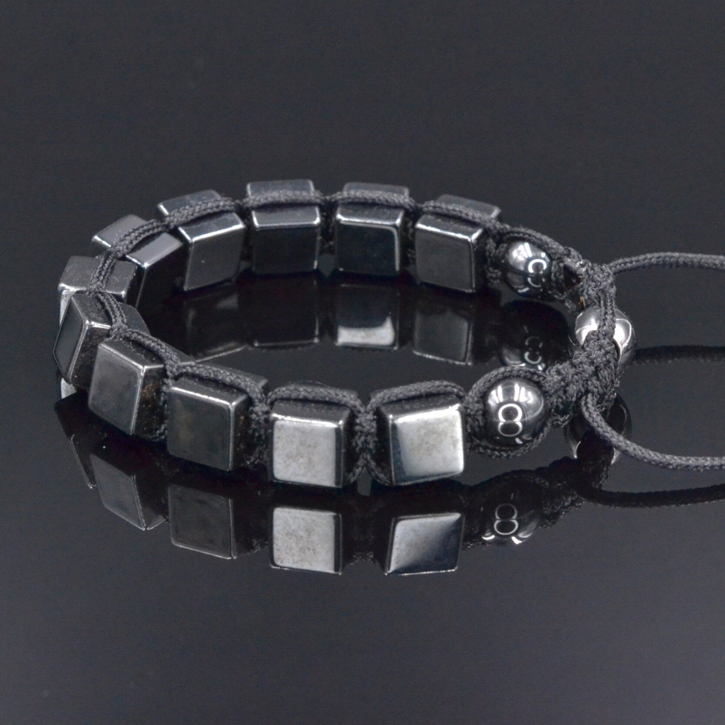 Hematite Cube Magnetic Bracelet Men's Stone Bracelet Gift For Men Macrame Adjustable Bracelet Grey Hematite Beads Bracelet Gift For Him - Shamballa Bracelet - Birthstone Bracelet - Gemstone Bracelet Men - Chakra Bracelet - Macrame Bracelet - Healing Bracelet - Valinde