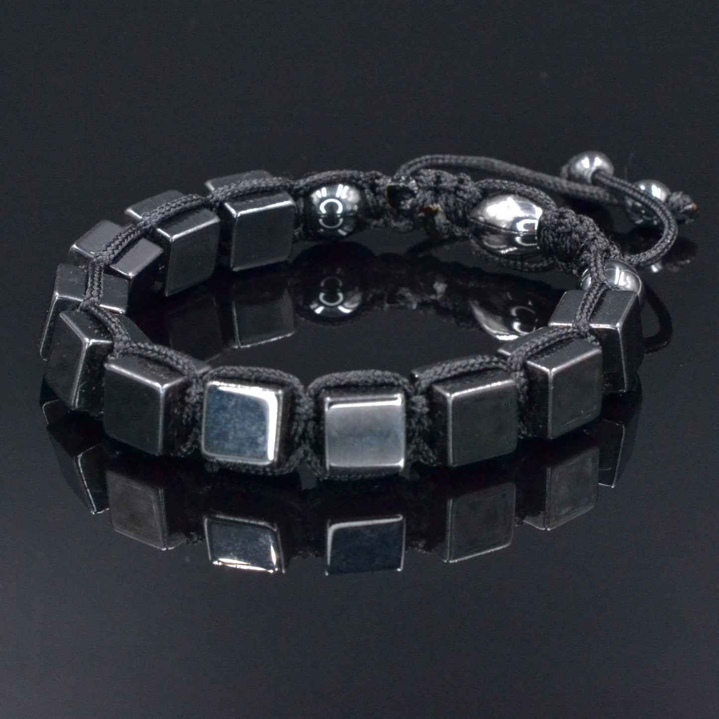 Hematite Cube Magnetic Bracelet Men's Stone Bracelet Gift For Men Macrame Adjustable Bracelet Grey Hematite Beads Bracelet Gift For Him - Shamballa Bracelet - Birthstone Bracelet - Gemstone Bracelet Men - Chakra Bracelet - Macrame Bracelet - Healing Bracelet - Valinde