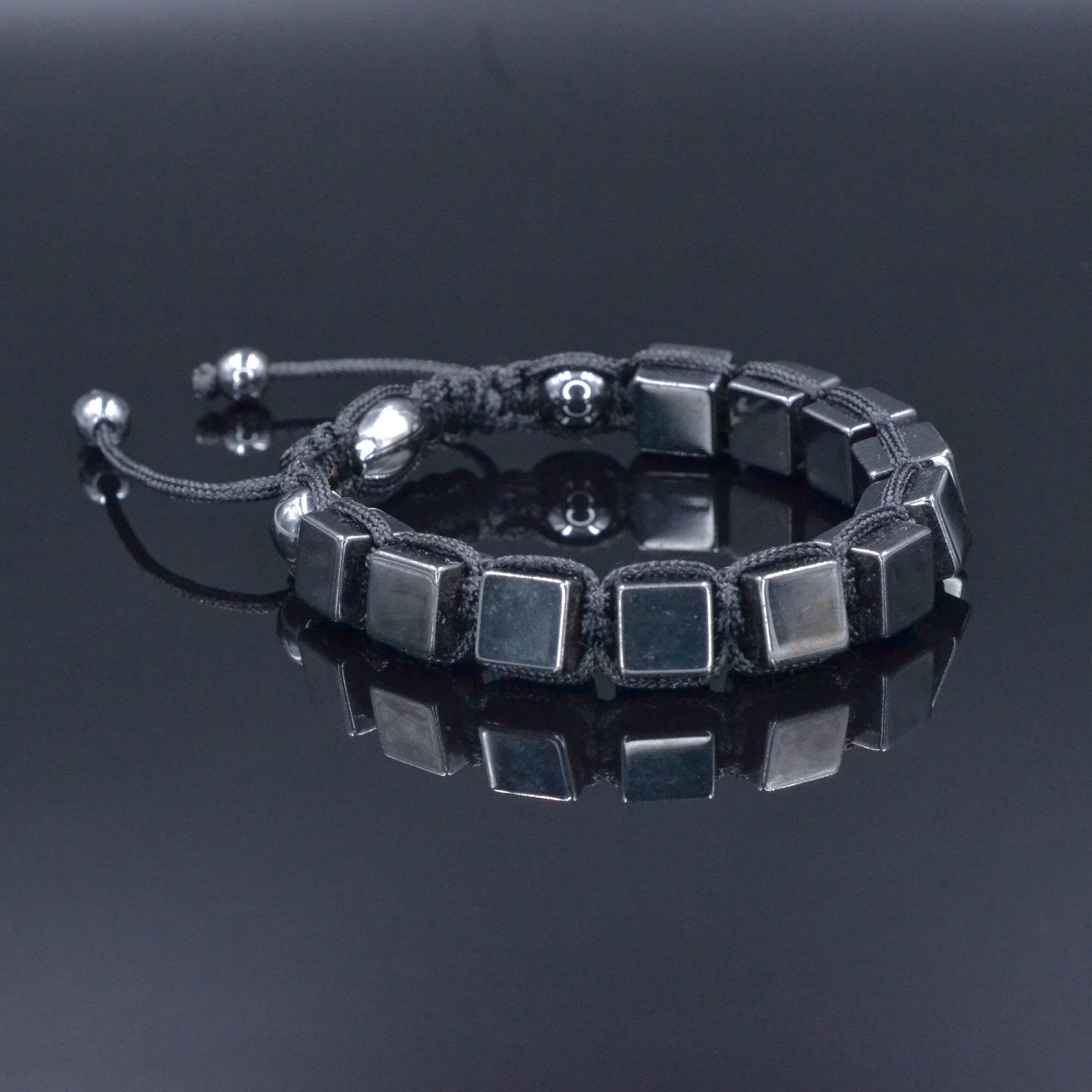 Hematite Cube Magnetic Bracelet Men's Stone Bracelet Gift For Men Macrame Adjustable Bracelet Grey Hematite Beads Bracelet Gift For Him - Shamballa Bracelet - Birthstone Bracelet - Gemstone Bracelet Men - Chakra Bracelet - Macrame Bracelet - Healing Bracelet - Valinde