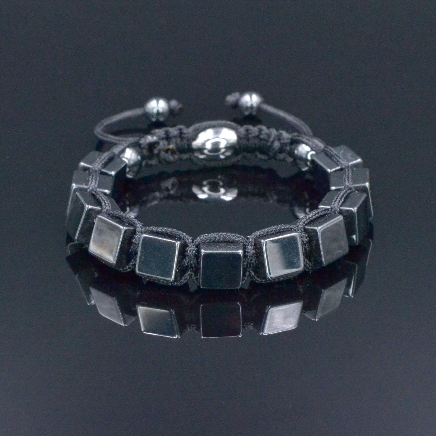 Hematite Cube Magnetic Bracelet Men's Stone Bracelet Gift For Men Macrame Adjustable Bracelet Grey Hematite Beads Bracelet Gift For Him - Shamballa Bracelet - Birthstone Bracelet - Gemstone Bracelet Men - Chakra Bracelet - Macrame Bracelet - Healing Bracelet - Valinde