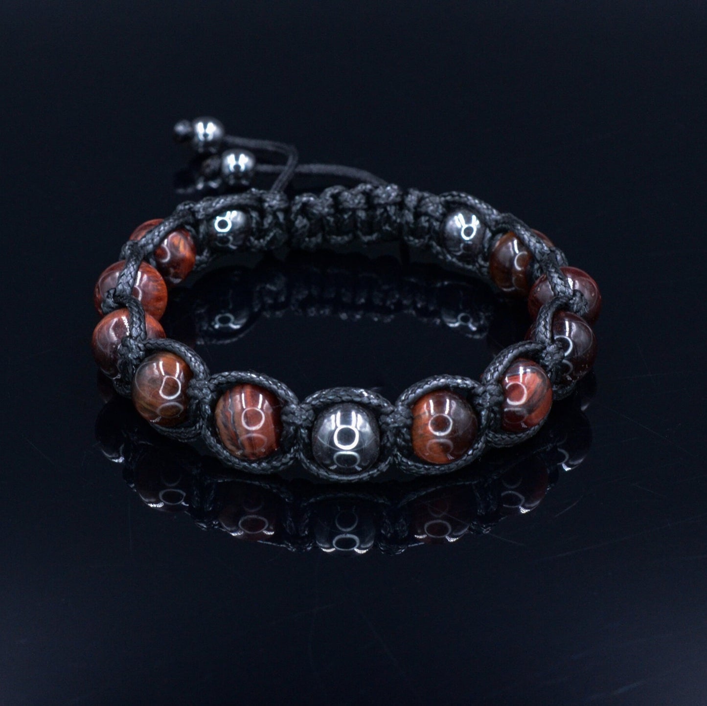 Men's Red Tiger's Eye Gemstone Bracelet Hematite Bead Bracelet Gift for Men Macrame Adjustable Bracelet Stone Bracelet Father's Day Gift - Shamballa Bracelet - Mantra Bracelet - Birthstone Bracelet - Gemstone Bracelet Men - Chakra Bracelet - Macrame Bracelet - Healing Bracelet - Valinde