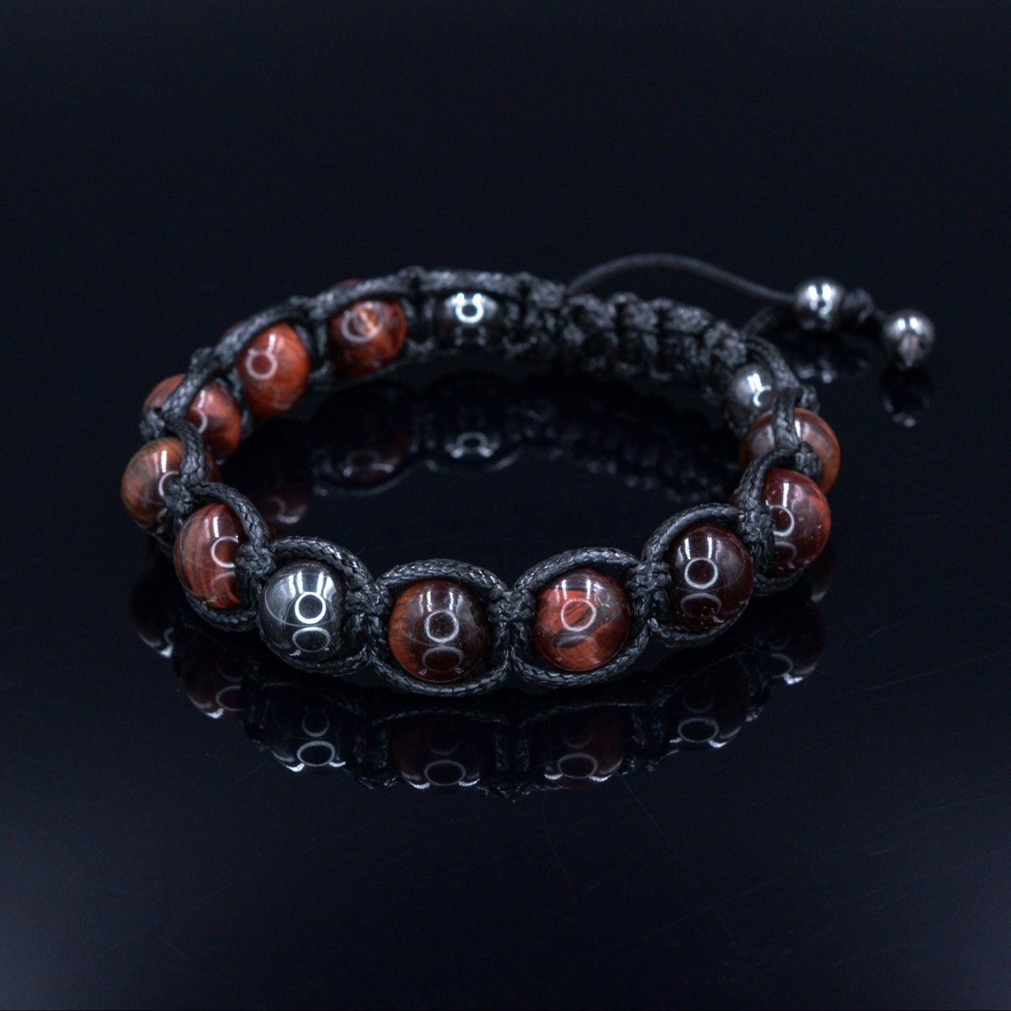 Men's Red Tiger's Eye Gemstone Bracelet Hematite Bead Bracelet Gift for Men Macrame Adjustable Bracelet Stone Bracelet Father's Day Gift - Shamballa Bracelet - Mantra Bracelet - Birthstone Bracelet - Gemstone Bracelet Men - Chakra Bracelet - Macrame Bracelet - Healing Bracelet - Valinde