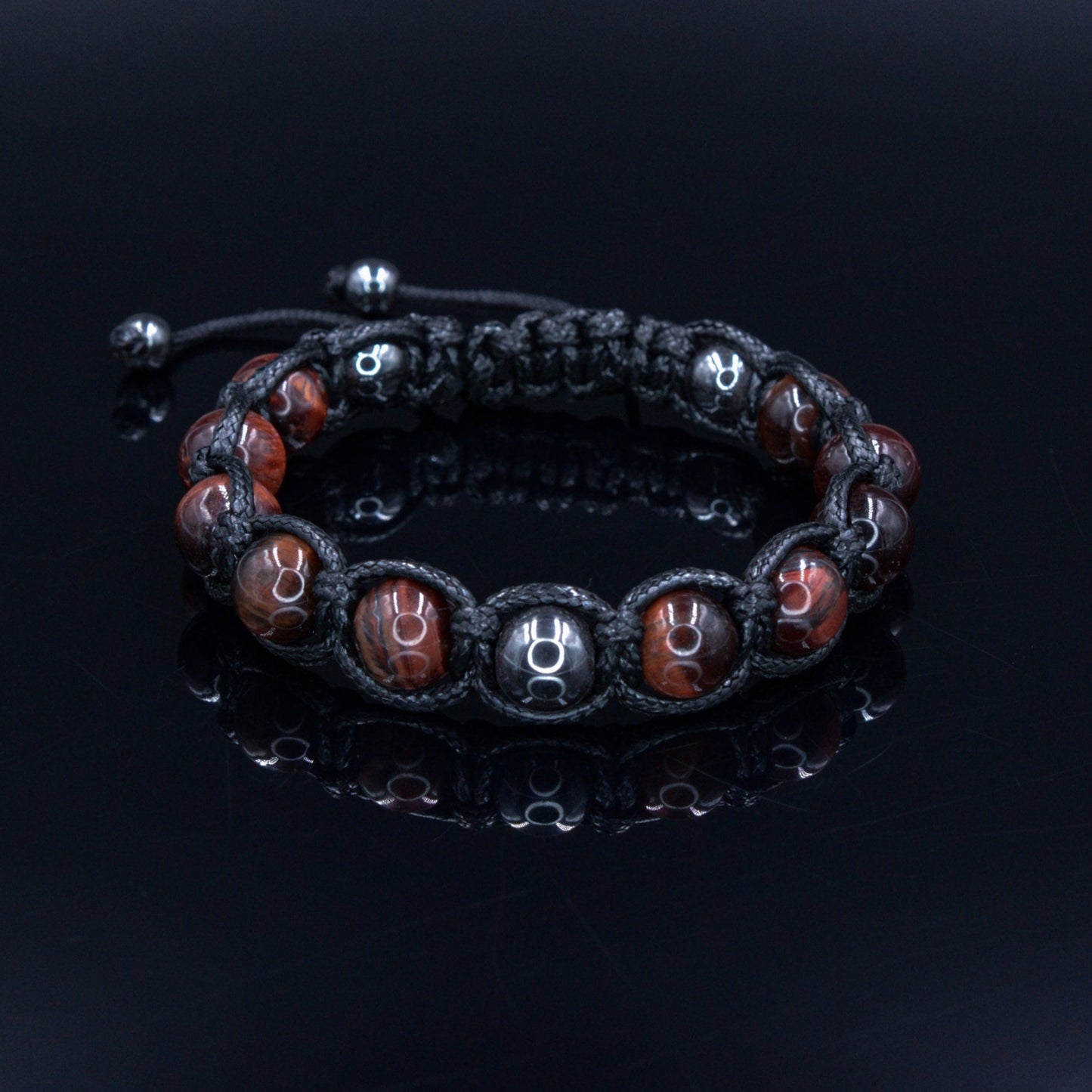 Men's Red Tiger's Eye Gemstone Bracelet Hematite Bead Bracelet Gift for Men Macrame Adjustable Bracelet Stone Bracelet Father's Day Gift - Shamballa Bracelet - Mantra Bracelet - Birthstone Bracelet - Gemstone Bracelet Men - Chakra Bracelet - Macrame Bracelet - Healing Bracelet - Valinde