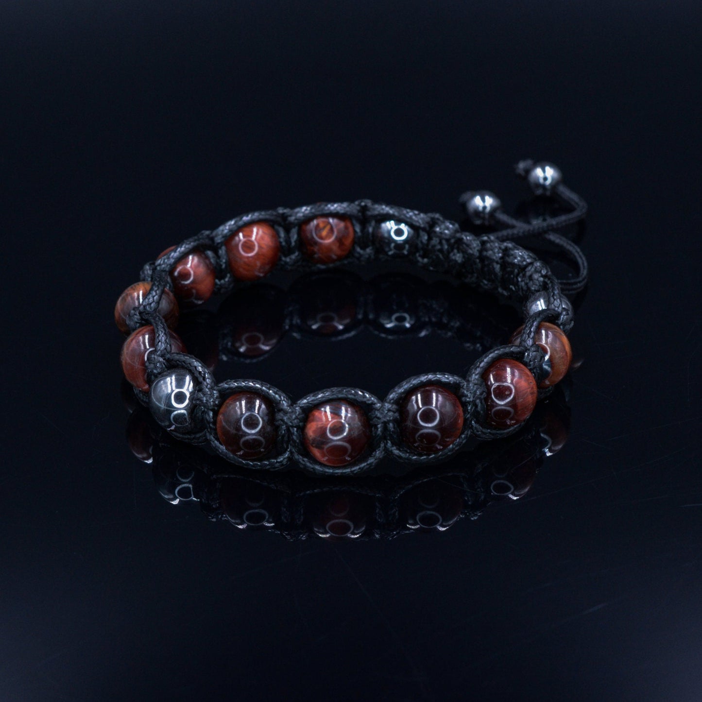 Men's Red Tiger's Eye Gemstone Bracelet Hematite Bead Bracelet Gift for Men Macrame Adjustable Bracelet Stone Bracelet Father's Day Gift - Shamballa Bracelet - Mantra Bracelet - Birthstone Bracelet - Gemstone Bracelet Men - Chakra Bracelet - Macrame Bracelet - Healing Bracelet - Valinde