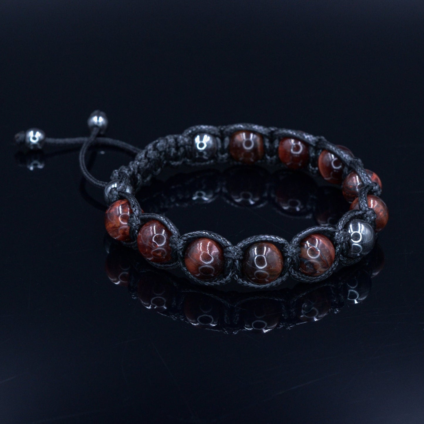 Men's Red Tiger's Eye Gemstone Bracelet Hematite Bead Bracelet Gift for Men Macrame Adjustable Bracelet Stone Bracelet Father's Day Gift - Shamballa Bracelet - Mantra Bracelet - Birthstone Bracelet - Gemstone Bracelet Men - Chakra Bracelet - Macrame Bracelet - Healing Bracelet - Valinde