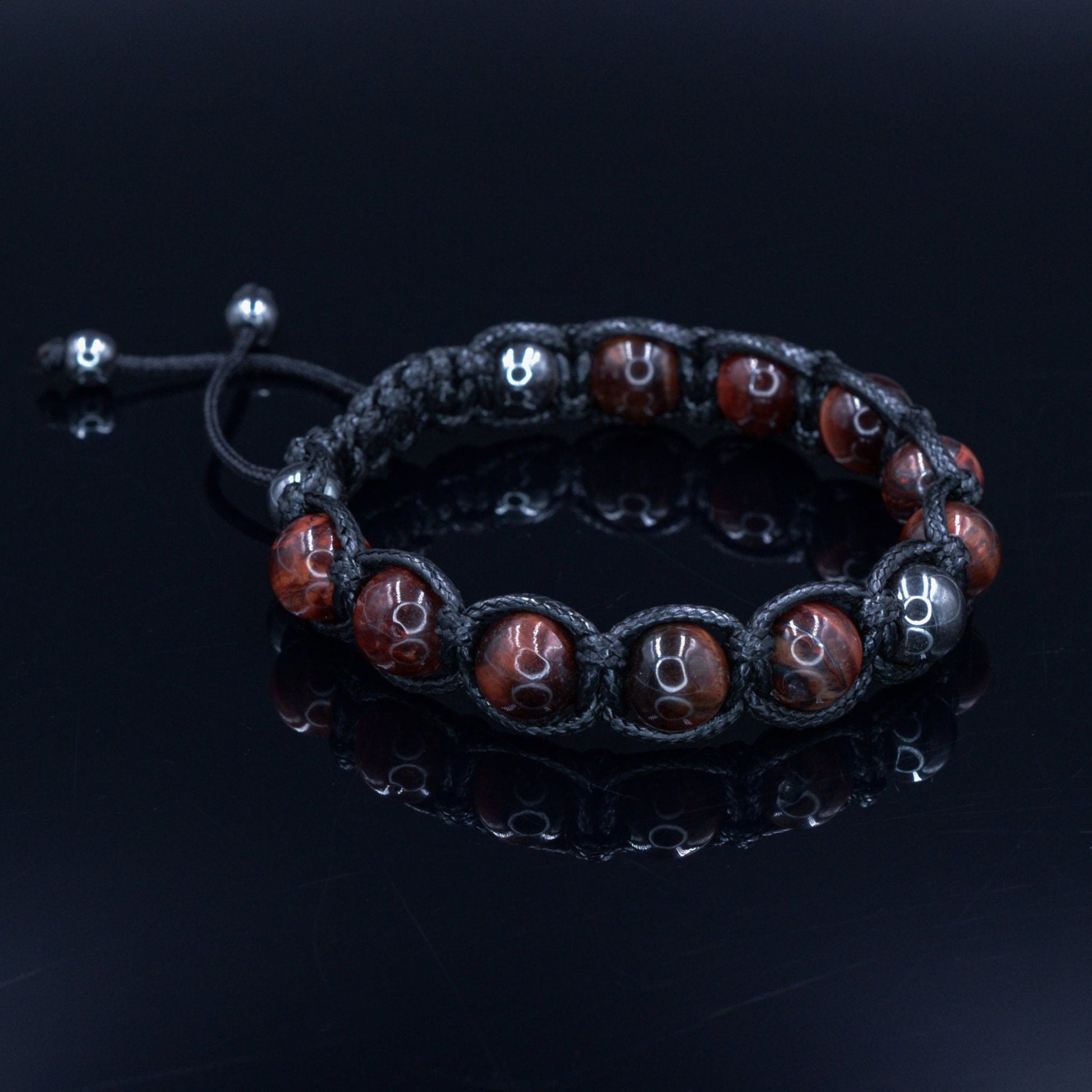 Men's Red Tiger's Eye Gemstone Bracelet Hematite Bead Bracelet Gift for Men Macrame Adjustable Bracelet Stone Bracelet Father's Day Gift   - Shamballa Bracelet - Mantra Bracelet  -  Birthstone Bracelet - Gemstone Bracelet Men - Chakra Bracelet - Macrame Bracelet - Healing Bracelet - Valinde