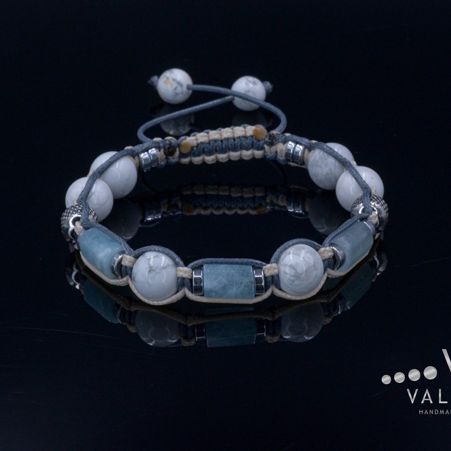 Aquamarine Bracelet Men - Men's Howlite Bracelet - Gift for Men - Crystal Bracelet- Steel Beads Bracelet - Man Adjustable Macrame Bracelet - Shamballa Bracelet - Mantra Bracelet - Birthstone Bracelet - Gemstone Bracelet Men - Chakra Bracelet - Macrame Bracelet - Healing Bracelet - Valinde