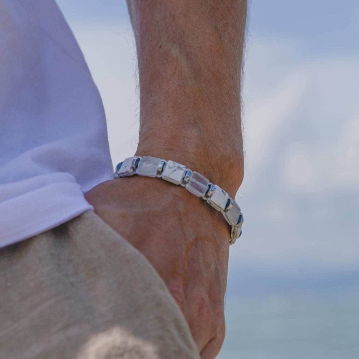 White Howlite Bracelet Men, Men's Square Beads Bracelet, Adjustable Bracelet, Quartz Crystal Bracelet, Gift for Men, Braided Bracelet - Shamballa Bracelet - Birthstone Bracelet - Gemstone Bracelet Men - Chakra Bracelet - Macrame Bracelet - Healing Bracelet - Valinde - Shamballa Bracelet - Birthstone Bracelet - Gemstone Bracelet Men - Chakra Bracelet - Macrame Bracelet - Healing Bracelet - Valinde