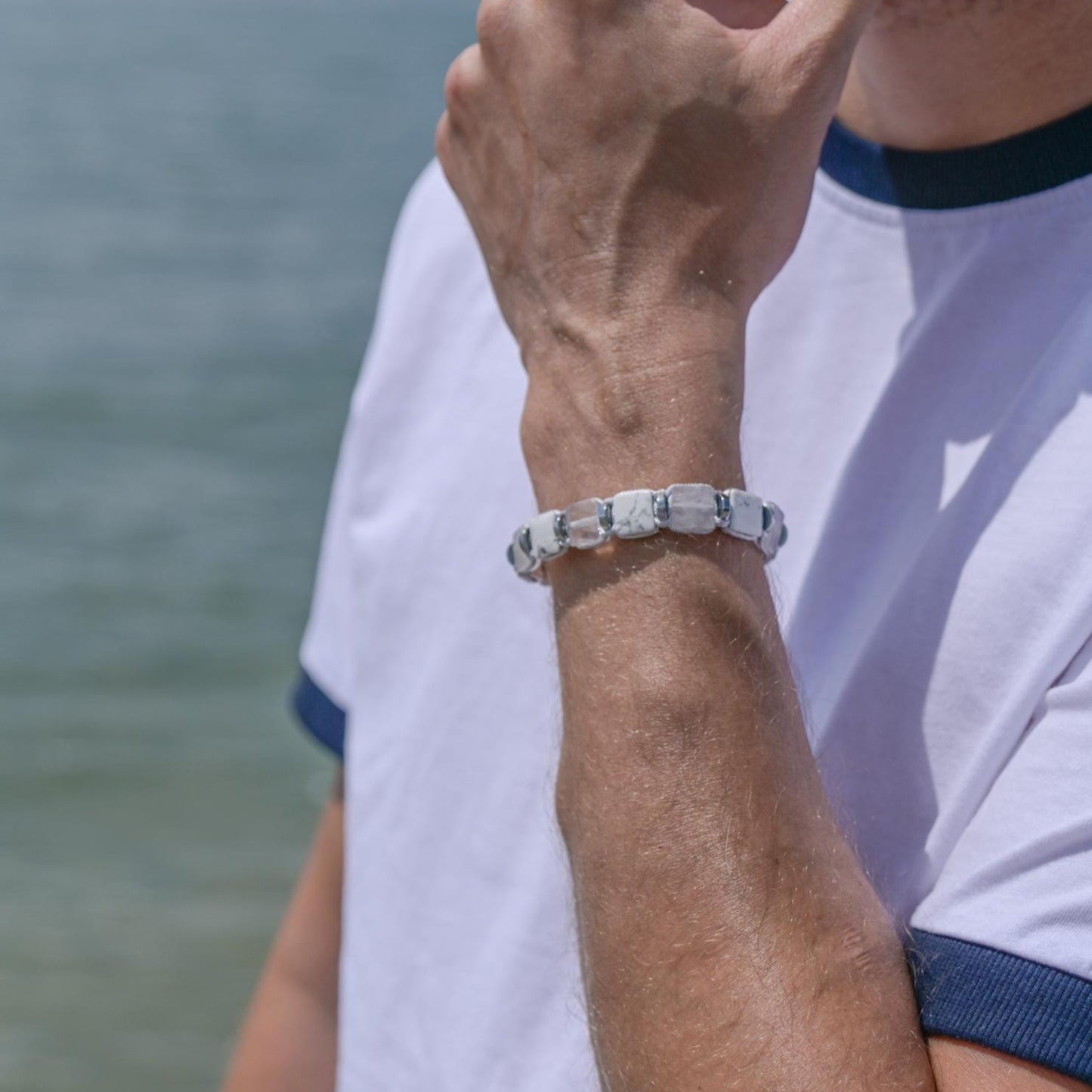 White Howlite Bracelet Men, Men's Square Beads Bracelet, Adjustable Bracelet, Quartz Crystal Bracelet, Gift for Men, Braided Bracelet - Shamballa Bracelet - Birthstone Bracelet - Gemstone Bracelet Men - Chakra Bracelet - Macrame Bracelet - Healing Bracelet - Valinde - Shamballa Bracelet - Birthstone Bracelet - Gemstone Bracelet Men - Chakra Bracelet - Macrame Bracelet - Healing Bracelet - Valinde