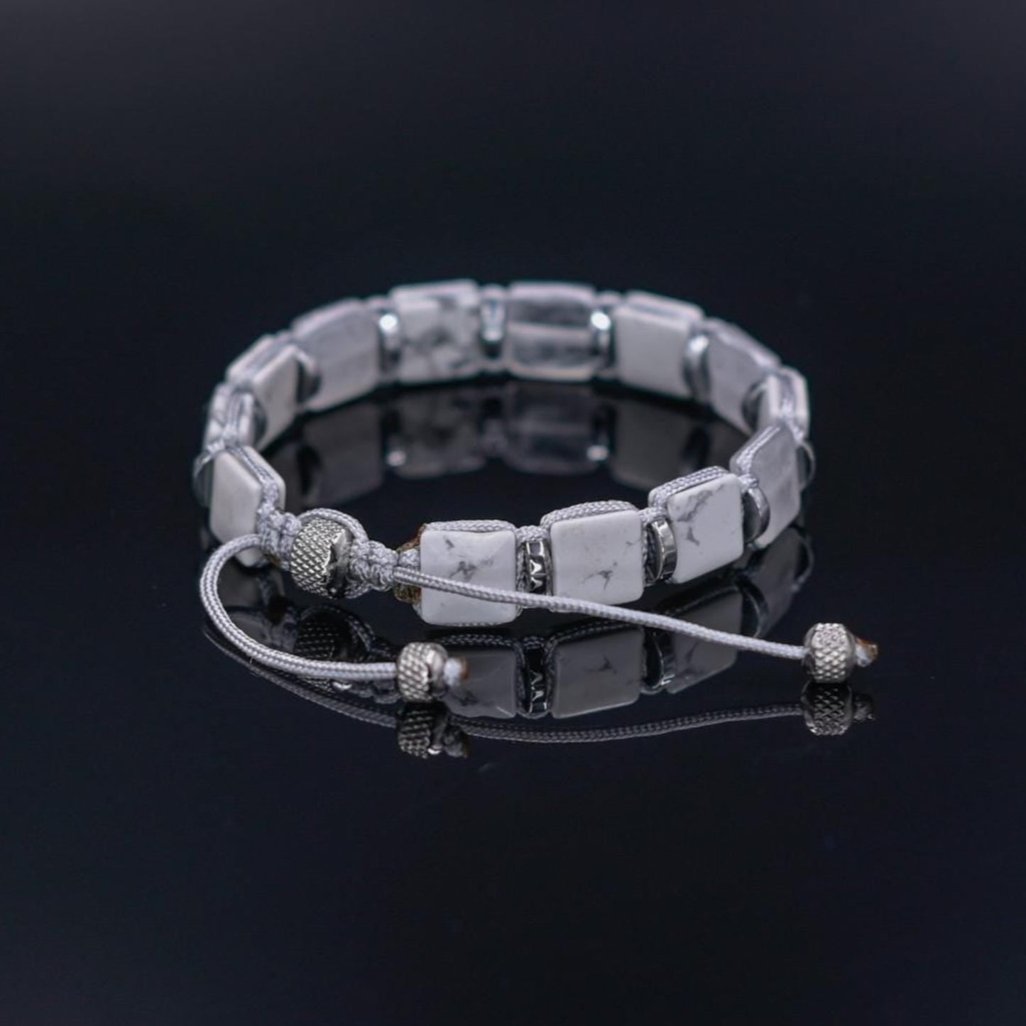 White Howlite Bracelet Men, Men's Square Beads Bracelet, Adjustable Bracelet, Quartz Crystal Bracelet, Gift for Men, Braided Bracelet - Shamballa Bracelet - Birthstone Bracelet - Gemstone Bracelet Men - Chakra Bracelet - Macrame Bracelet - Healing Bracelet - Valinde - Shamballa Bracelet - Birthstone Bracelet - Gemstone Bracelet Men - Chakra Bracelet - Macrame Bracelet - Healing Bracelet - Valinde
