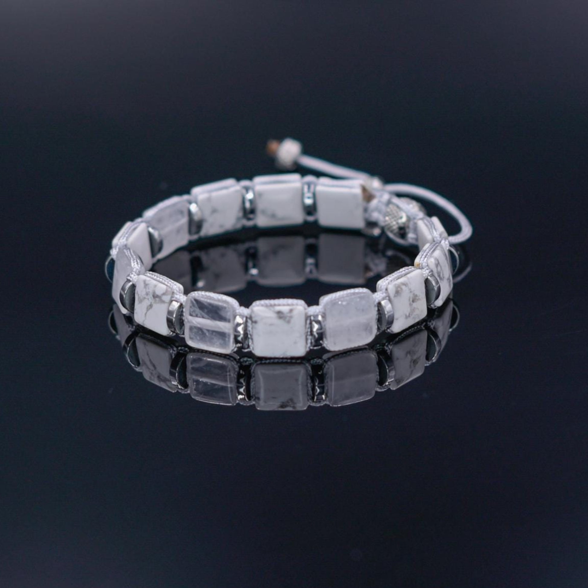 White Howlite Bracelet Men, Men's Square Beads Bracelet, Adjustable Bracelet, Quartz Crystal Bracelet, Gift for Men, Braided Bracelet - Shamballa Bracelet - Birthstone Bracelet - Gemstone Bracelet Men - Chakra Bracelet - Macrame Bracelet - Healing Bracelet - Valinde - Shamballa Bracelet - Birthstone Bracelet - Gemstone Bracelet Men - Chakra Bracelet - Macrame Bracelet - Healing Bracelet - Valinde
