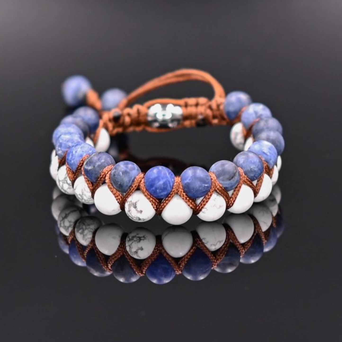 Men's Sodalite Bracelet Double Row Bracelet Howlite Bracelet Macrame Double Bracelet Gift for Men Adjustable Bracelet Crystal Bracelet - Shamballa Bracelet - Mantra Bracelet - Yoga Bracelet - Birthstone Bracelet - Gemstone Bracelet Men - Chakra Bracelet - Macrame Bracelet - Healing Bracelet - Gift for Father - Gift For Men - Valinde