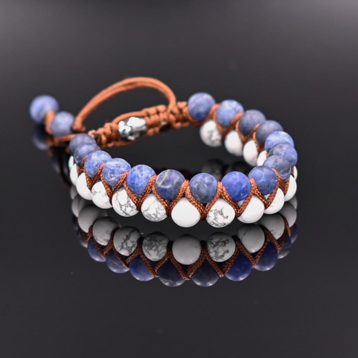 Men's Sodalite Bracelet Double Row Bracelet Howlite Bracelet Macrame Double Bracelet Gift for Men Adjustable Bracelet Crystal Bracelet - Shamballa Bracelet - Mantra Bracelet - Yoga Bracelet - Birthstone Bracelet - Gemstone Bracelet Men - Chakra Bracelet - Macrame Bracelet - Healing Bracelet - Gift for Father - Gift For Men - Valinde