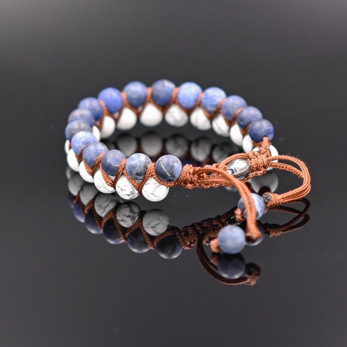 Men's Sodalite Bracelet Double Row Bracelet Howlite Bracelet Macrame Double Bracelet Gift for Men Adjustable Bracelet Crystal Bracelet - Shamballa Bracelet - Mantra Bracelet - Yoga Bracelet - Birthstone Bracelet - Gemstone Bracelet Men - Chakra Bracelet - Macrame Bracelet - Healing Bracelet - Gift for Father - Gift For Men - Valinde
