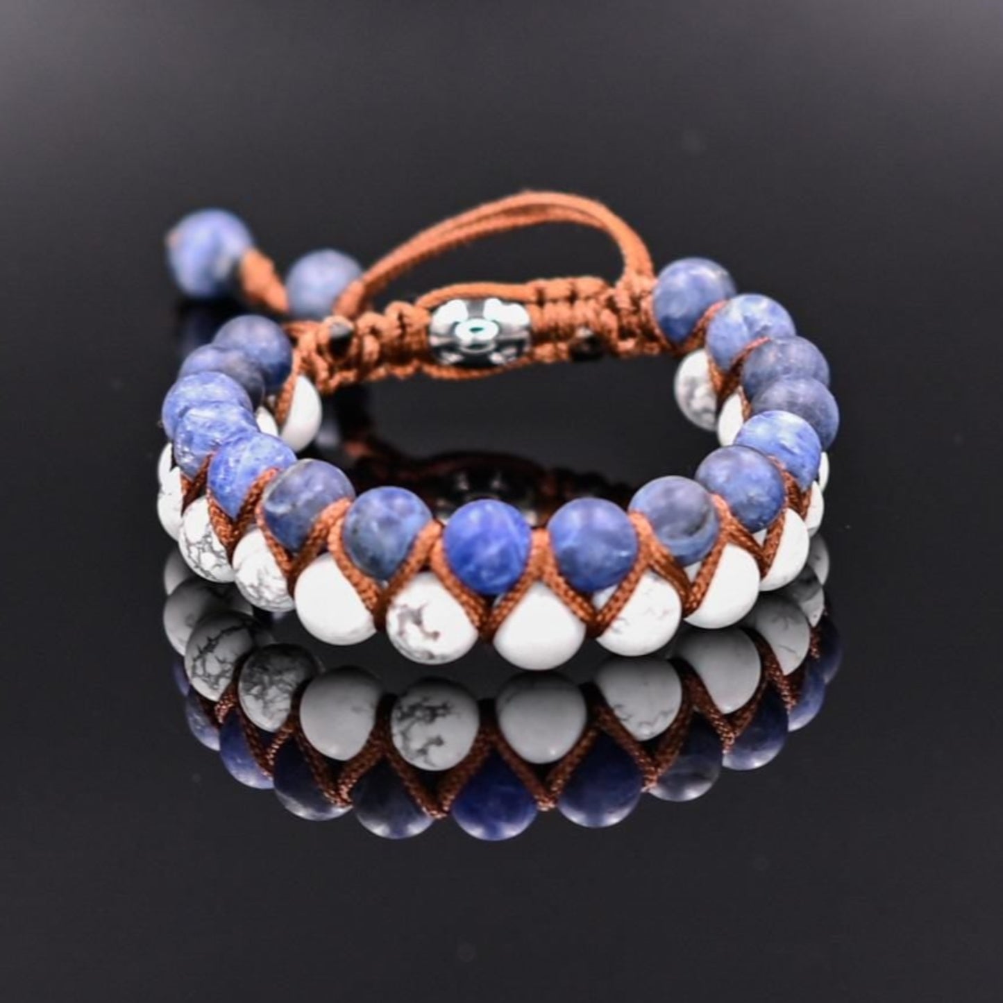 Men's Sodalite Bracelet Double Row Bracelet Howlite Bracelet Macrame Double Bracelet Gift for Men Adjustable Bracelet Crystal Bracelet - Shamballa Bracelet - Mantra Bracelet - Yoga Bracelet - Birthstone Bracelet - Gemstone Bracelet Men - Chakra Bracelet - Macrame Bracelet - Healing Bracelet - Gift for Father - Gift For Men - Valinde