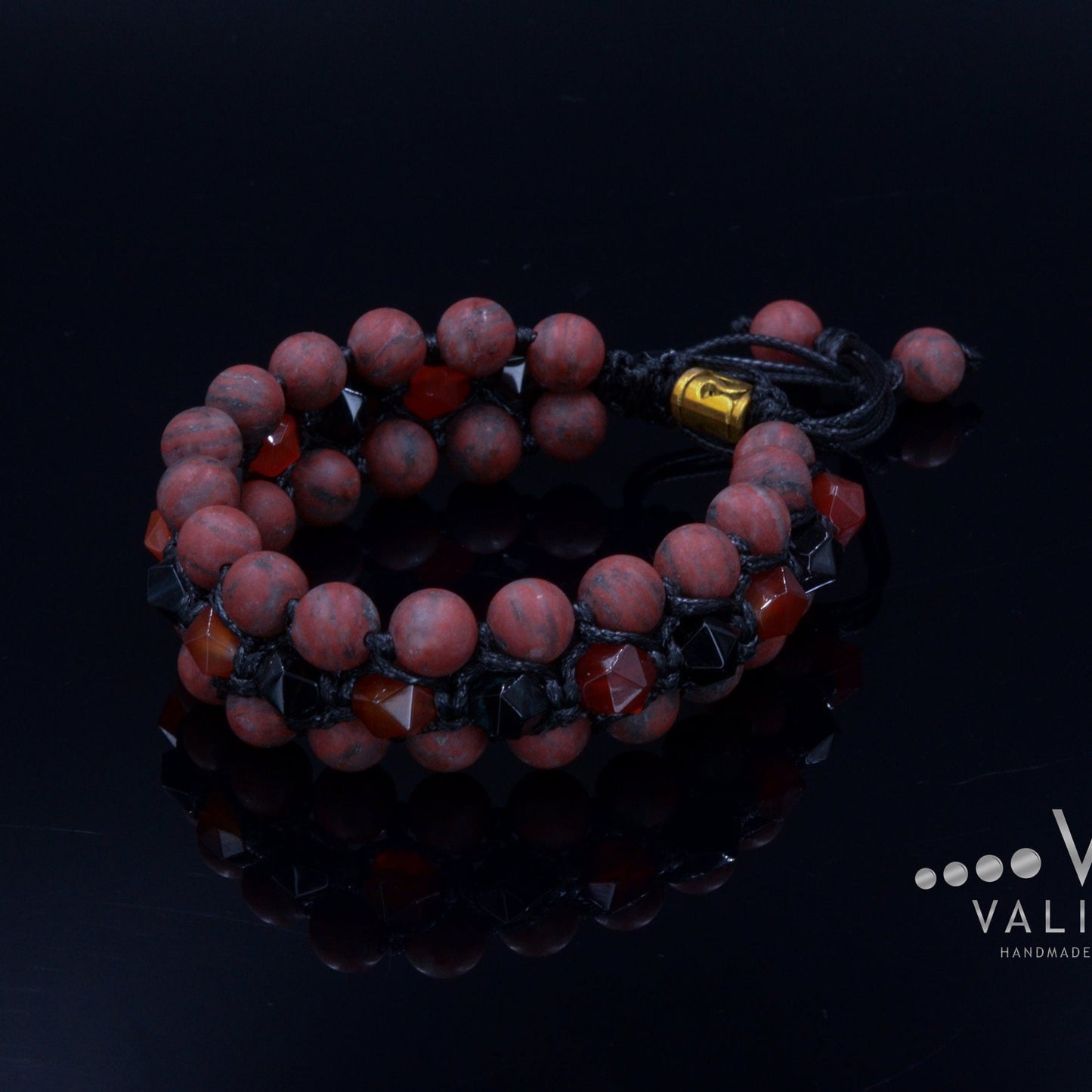 Men's Red Jasper Triple Bracelet Gift for Men Agate Crystal Bracelet 3 Rows Bracelet Adjustable Gemstone Bracelet Fire Agate Bracelet - Shamballa Bracelet - Birthstone Bracelet - Gemstone Bracelet Men - Chakra Bracelet - Macrame Bracelet - Healing Bracelet - Valinde