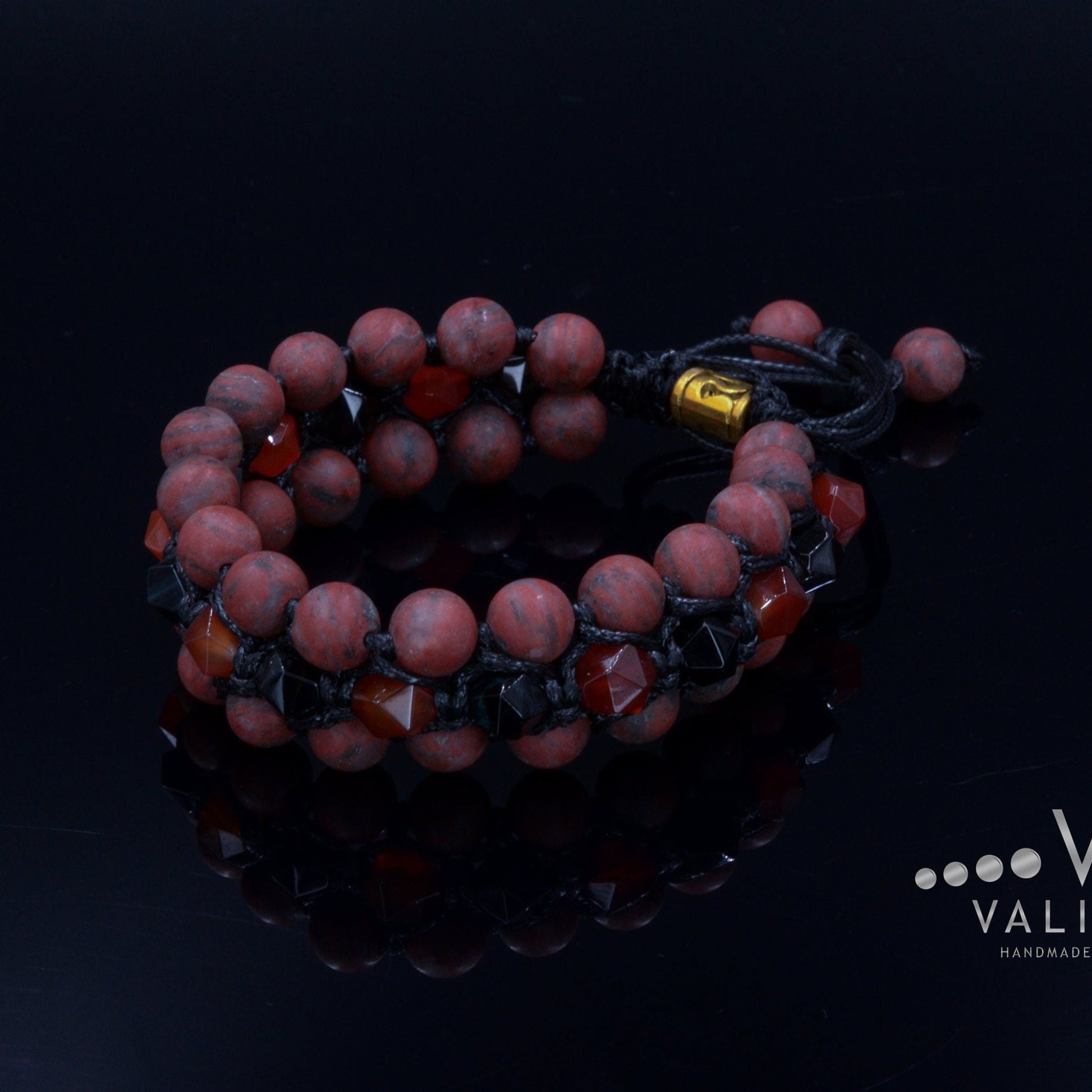 Men's Red Jasper Triple Bracelet Gift for Men Agate Crystal Bracelet 3 Rows Bracelet Adjustable Gemstone Bracelet Fire Agate Bracelet -  Shamballa Bracelet  -  Birthstone Bracelet - Gemstone Bracelet Men - Chakra Bracelet - Macrame Bracelet - Healing Bracelet - Valinde