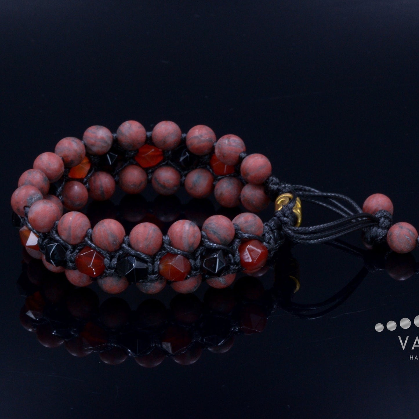 Men's Red Jasper Triple Bracelet Gift for Men Agate Crystal Bracelet 3 Rows Bracelet Adjustable Gemstone Bracelet Fire Agate Bracelet - Shamballa Bracelet - Birthstone Bracelet - Gemstone Bracelet Men - Chakra Bracelet - Macrame Bracelet - Healing Bracelet - Valinde