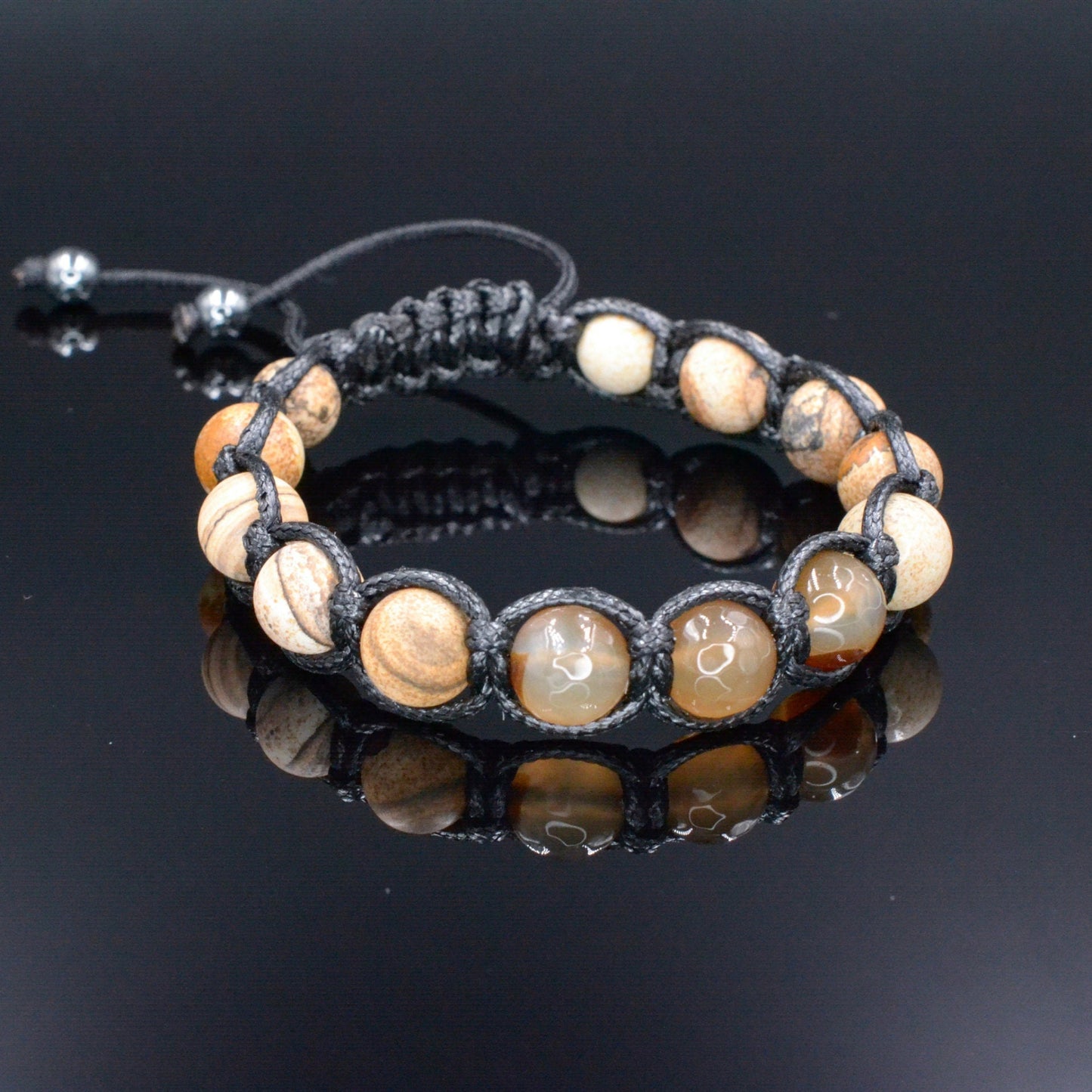 Men's Jasper Beaded Bracelet Brown Agate Bracelet Gift for Men Stone Bracelet Macrame Gemstone Bracelet Adjustable Bracelet Fathers Day Gift - Shamballa Bracelet - Mantra Bracelet - Birthstone Bracelet - Gemstone Bracelet Men - Chakra Bracelet - Macrame Bracelet - Healing Bracelet - Valinde