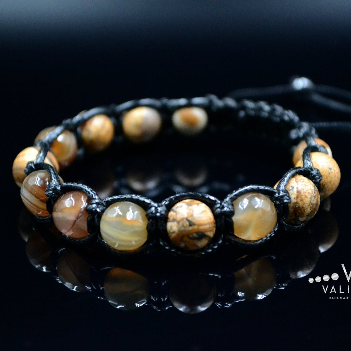 Men's Jasper Beaded Bracelet Brown Agate Bracelet Gift for Men Stone Bracelet Macrame Gemstone Bracelet Adjustable Bracelet Fathers Day Gift - Shamballa Bracelet - Mantra Bracelet - Birthstone Bracelet - Gemstone Bracelet Men - Chakra Bracelet - Macrame Bracelet - Healing Bracelet - Valinde