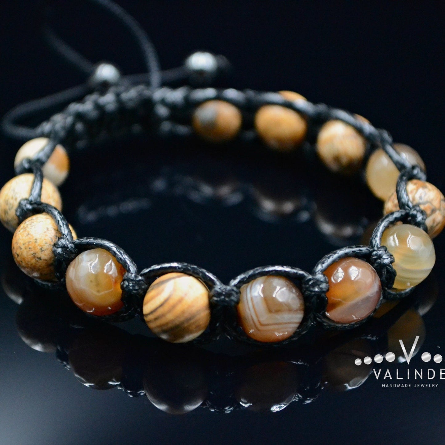 Men's Jasper Beaded Bracelet Brown Agate Bracelet Gift for Men Stone Bracelet Macrame Gemstone Bracelet Adjustable Bracelet Fathers Day Gift - Shamballa Bracelet - Mantra Bracelet - Birthstone Bracelet - Gemstone Bracelet Men - Chakra Bracelet - Macrame Bracelet - Healing Bracelet - Valinde