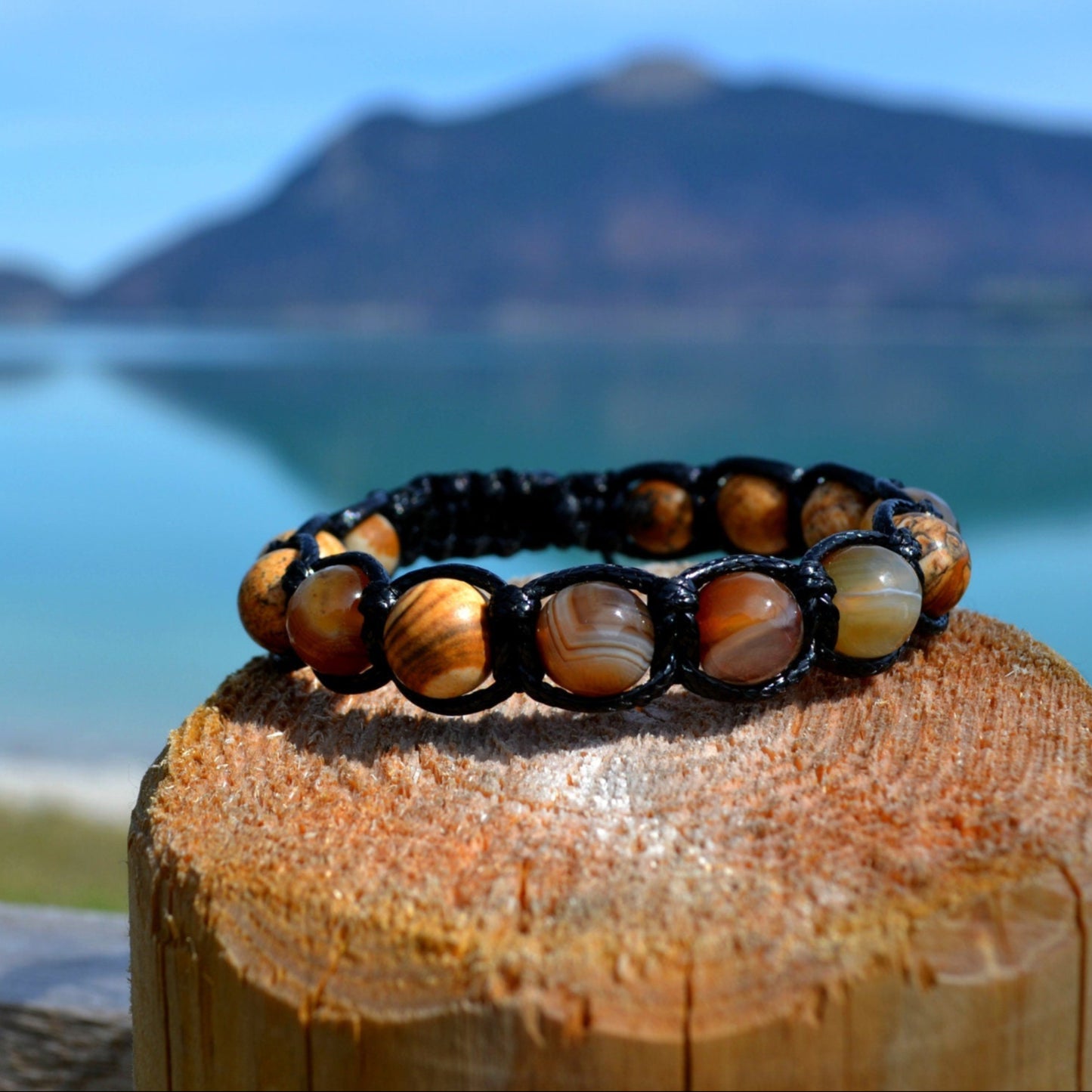 Men's Jasper Beaded Bracelet Brown Agate Bracelet Gift for Men Stone Bracelet Macrame Gemstone Bracelet Adjustable Bracelet Fathers Day Gift - Shamballa Bracelet - Mantra Bracelet - Birthstone Bracelet - Gemstone Bracelet Men - Chakra Bracelet - Macrame Bracelet - Healing Bracelet - Valinde