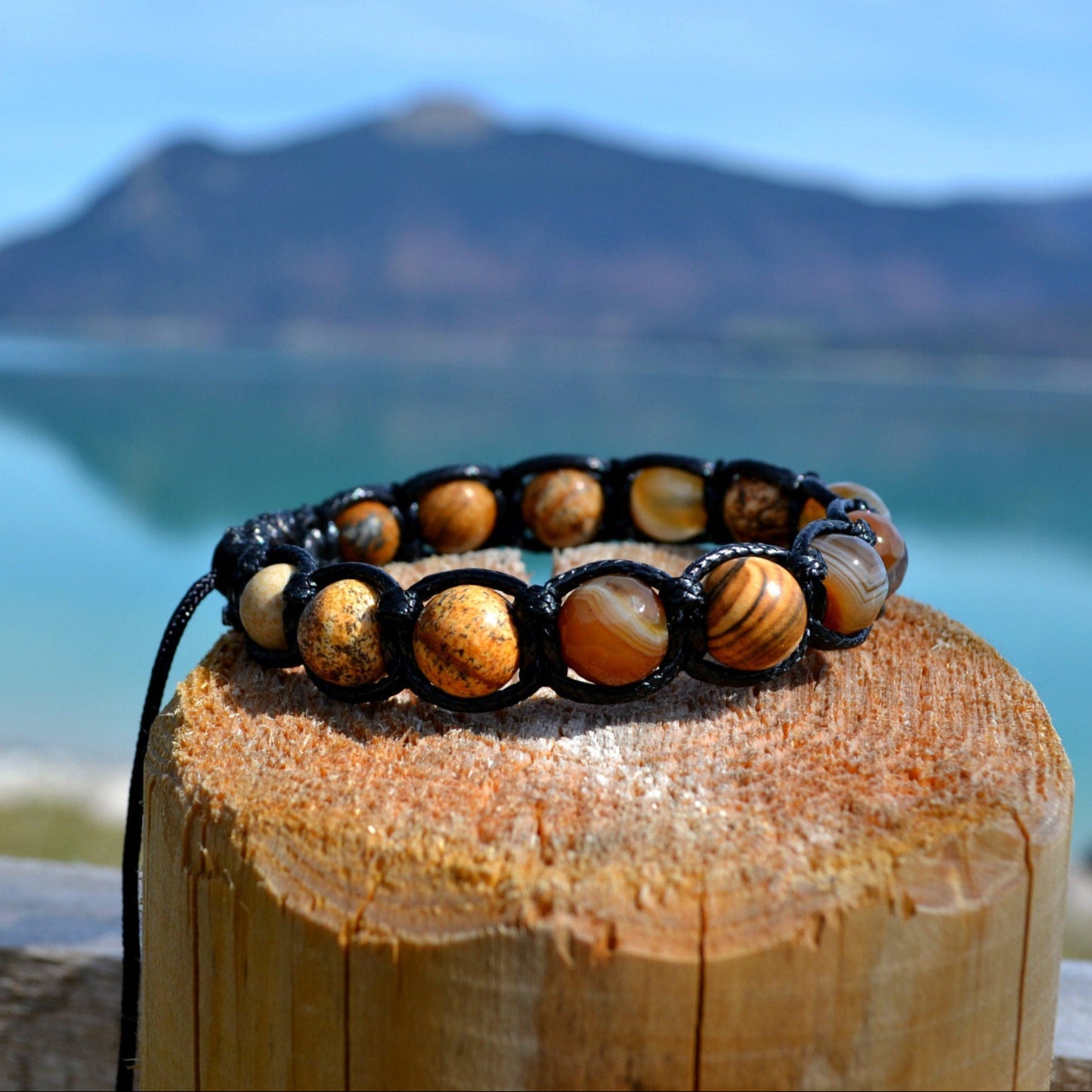 Men's Jasper Beaded Bracelet Brown Agate Bracelet Gift for Men Stone Bracelet Macrame Gemstone Bracelet Adjustable Bracelet Fathers Day Gift - Shamballa Bracelet - Mantra Bracelet - Birthstone Bracelet - Gemstone Bracelet Men - Chakra Bracelet - Macrame Bracelet - Healing Bracelet - Valinde
