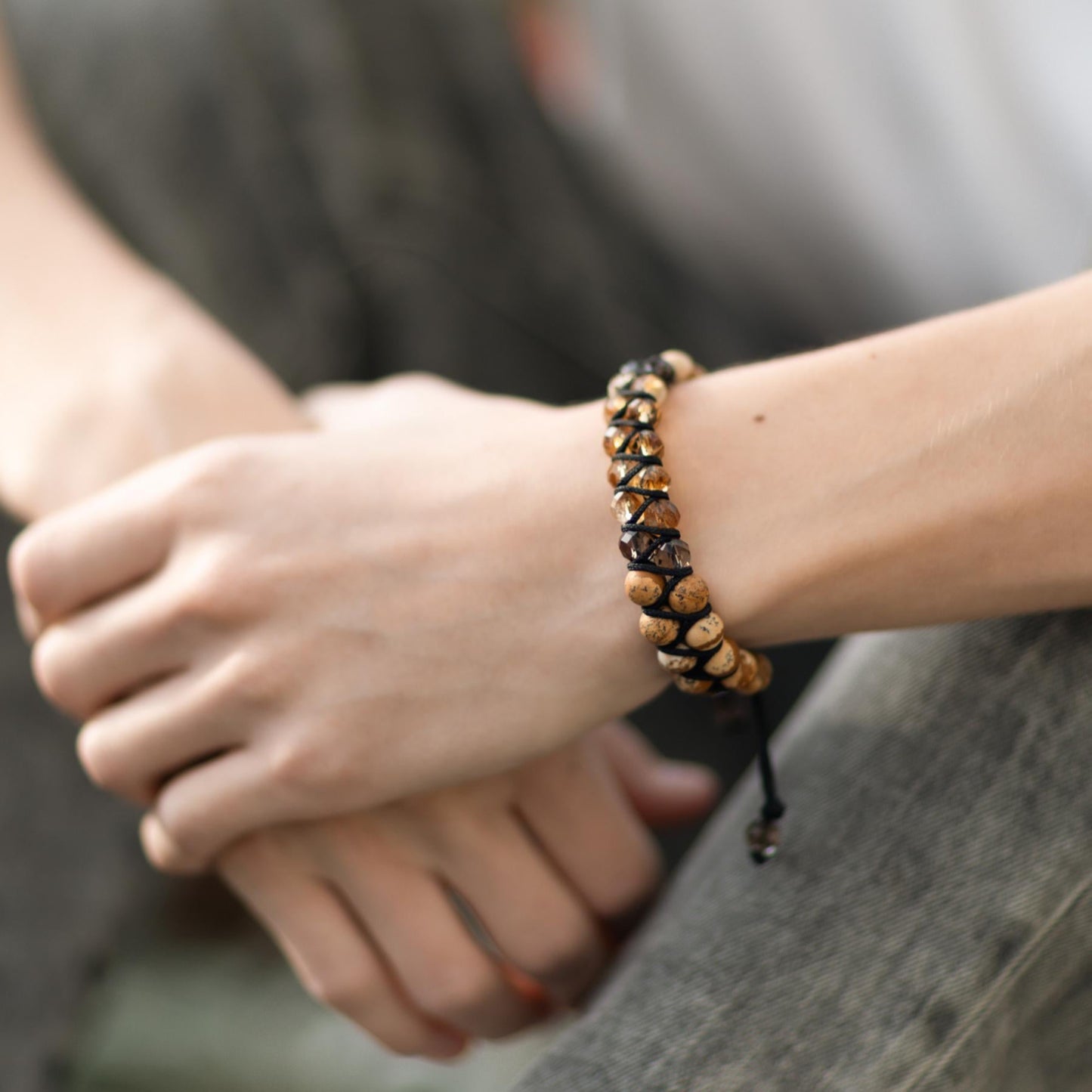 Men's Citrine Jasper Double Row Adjustable Bracelet, Father's Day Gift, Macrame Braided Bracelet, Quartz Crystal Bracelet, Gift for Men - Shamballa Bracelet - Birthstone Bracelet - Gemstone Bracelet Men - Chakra Bracelet - Macrame Bracelet - Healing Bracelet - Valinde