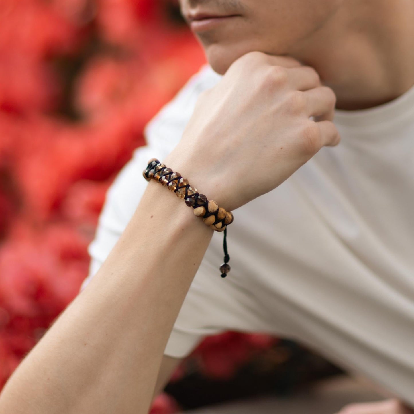 Men's Citrine Jasper Double Row Adjustable Bracelet, Father's Day Gift, Macrame Braided Bracelet, Quartz Crystal Bracelet, Gift for Men - Shamballa Bracelet - Birthstone Bracelet - Gemstone Bracelet Men - Chakra Bracelet - Macrame Bracelet - Healing Bracelet - Valinde
