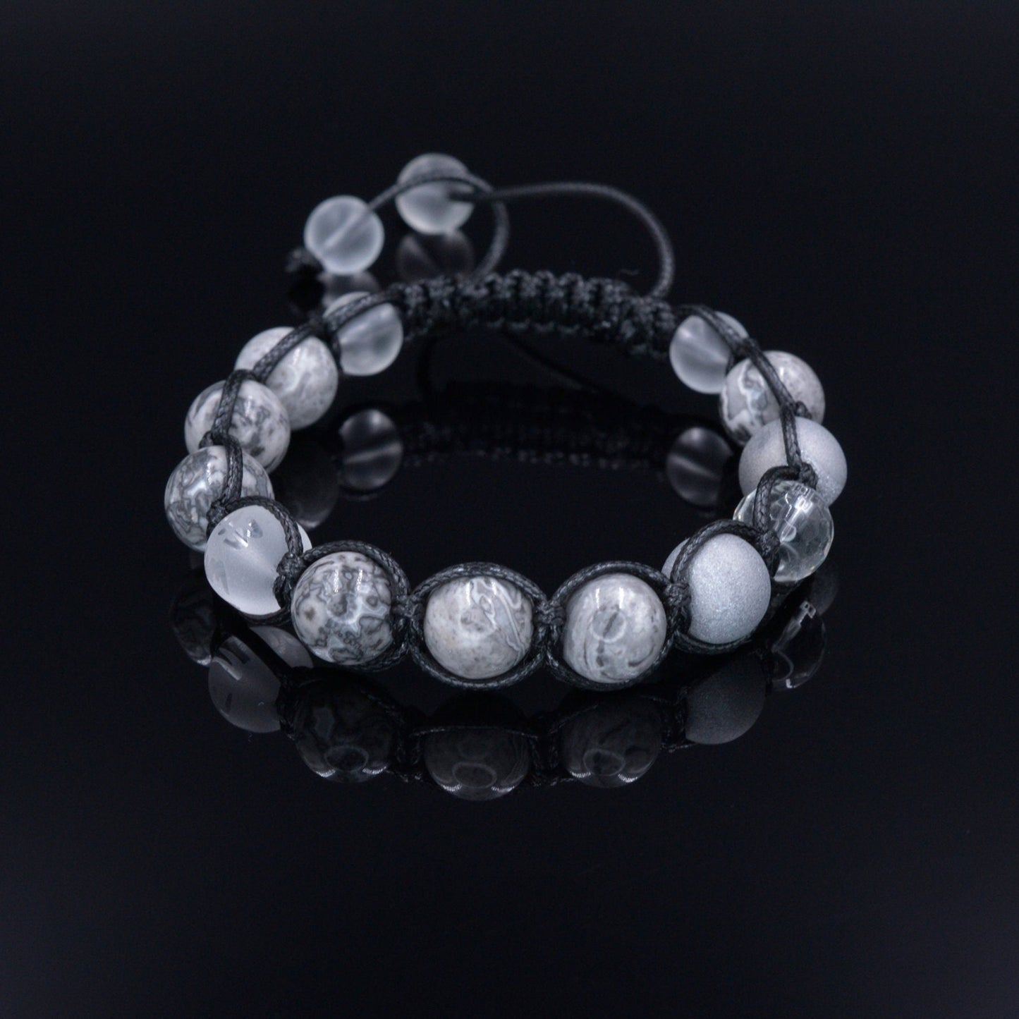 Men's Grey Jasper Bracelet Rock Crystal Bracelet Gift for Men Mantra Bracelet Macrame Stone Bracelet Om Mani Padme Hum Bracelet - Shamballa Bracelet - Mantra Bracelet - Birthstone Bracelet - Gemstone Bracelet Men - Chakra Bracelet - Macrame Bracelet - Healing Bracelet - Valinde
