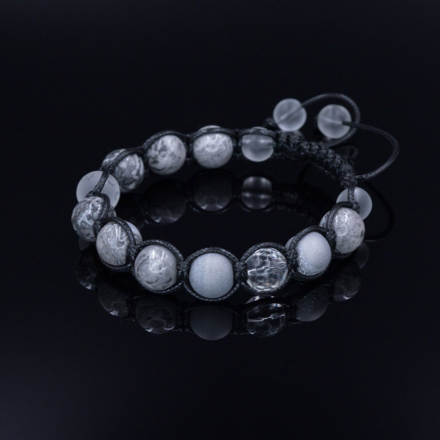 Men's Grey Jasper Bracelet Rock Crystal Bracelet Gift for Men Mantra Bracelet Macrame Stone Bracelet Om Mani Padme Hum Bracelet - Shamballa Bracelet - Mantra Bracelet - Birthstone Bracelet - Gemstone Bracelet Men - Chakra Bracelet - Macrame Bracelet - Healing Bracelet - Valinde