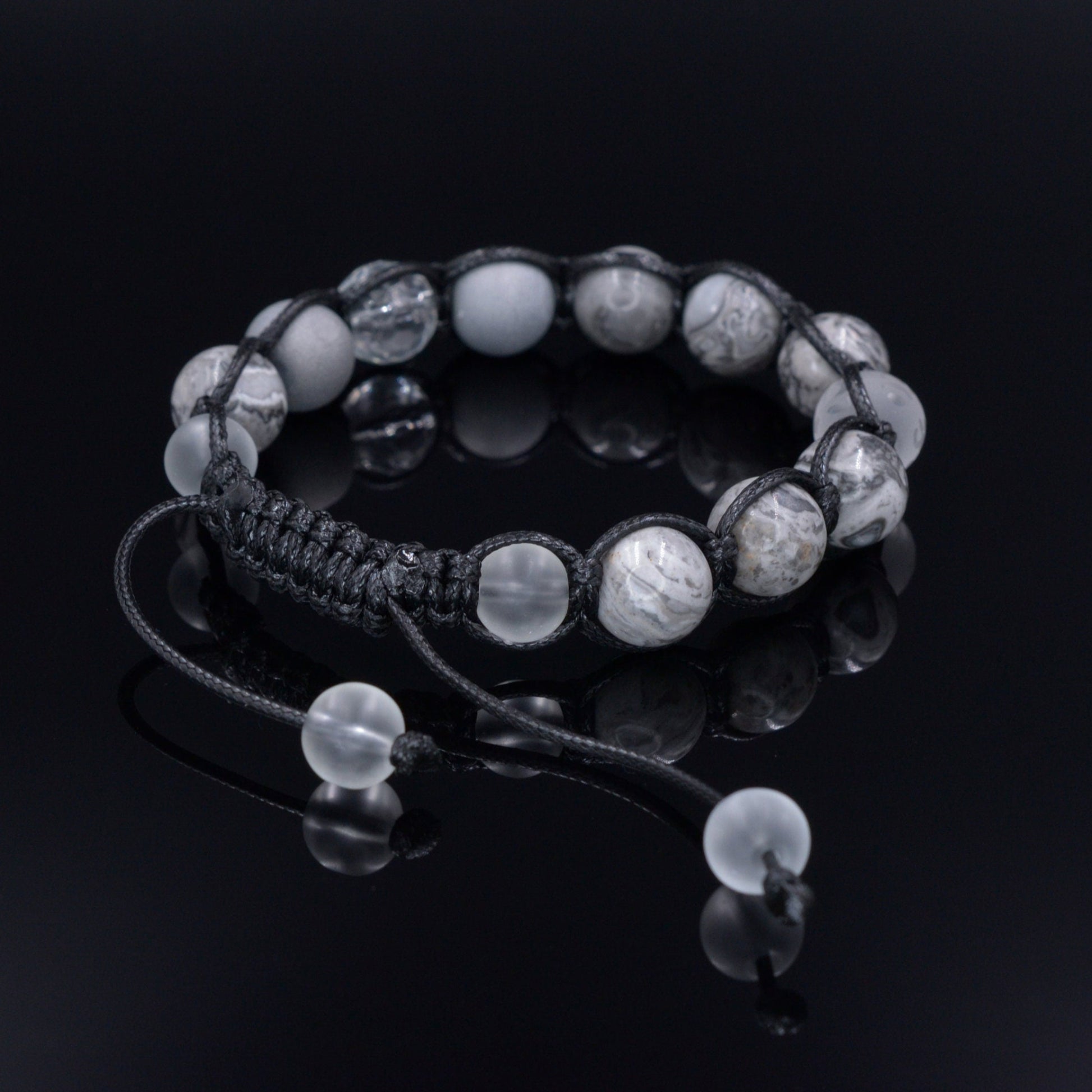 Men's Grey Jasper Bracelet Rock Crystal Bracelet Gift for Men Mantra Bracelet Macrame Stone Bracelet Om Mani Padme Hum Bracelet   - Shamballa Bracelet - Mantra Bracelet  -  Birthstone Bracelet - Gemstone Bracelet Men - Chakra Bracelet - Macrame Bracelet - Healing Bracelet - Valinde