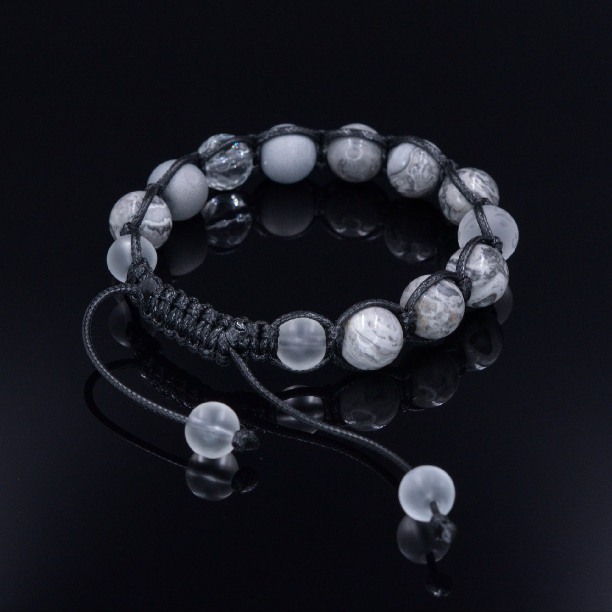 Men's Grey Jasper Bracelet Rock Crystal Bracelet Gift for Men Mantra Bracelet Macrame Stone Bracelet Om Mani Padme Hum Bracelet   - Shamballa Bracelet - Mantra Bracelet  -  Birthstone Bracelet - Gemstone Bracelet Men - Chakra Bracelet - Macrame Bracelet - Healing Bracelet - Valinde