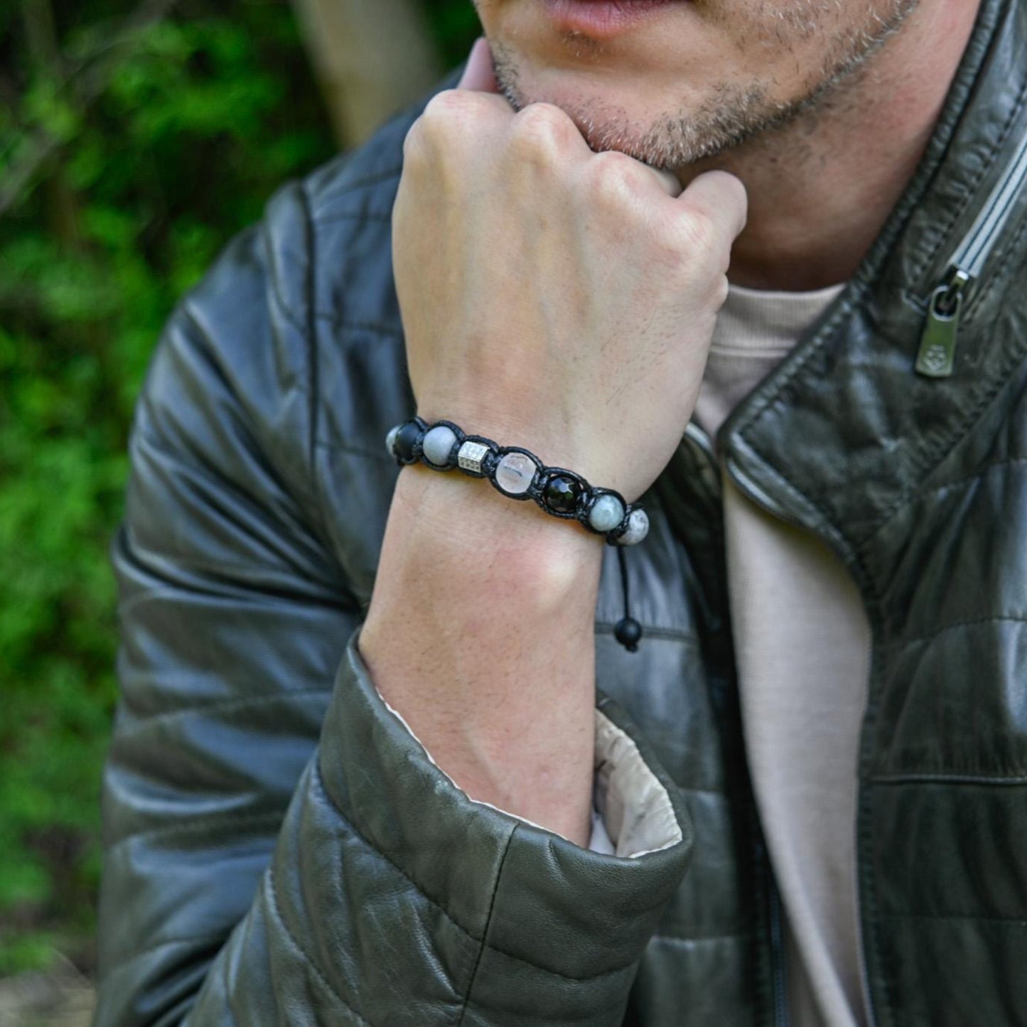 Men's Grey Zirconia Bracelet Hawk's Eye Bracelet Crystal Bracelet Onyx Bracelet Agate Bracelet Braided Bracelet Macrame Bracelet Men's Gift- Shamballa Bracelet - Mantra Bracelet - Yoga Bracelet - Birthstone Bracelet - Gemstone Bracelet Men - Chakra Bracelet - Macrame Bracelet - Healing Bracelet - Gift for Father - Gift For Men - Valinde
