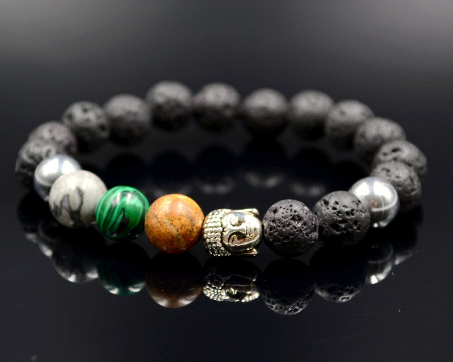 Men's Chakra Bracelet Buddha Head Bracelet Lava Stone Bracelet Jasper Bracelet Yoga Bracelet Gift for Men Malachite Bracelet Beaded Bracelet - Shamballa Bracelet - Birthstone Bracelet - Gemstone Bracelet Men - Chakra Bracelet - Macrame Bracelet - Healing Bracelet - Valinde