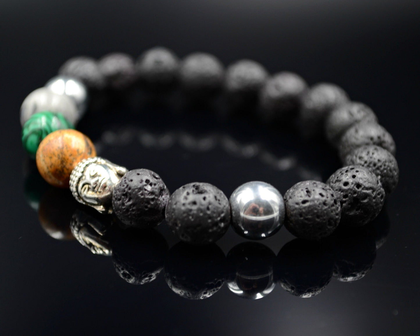 Men's Chakra Bracelet Buddha Head Bracelet Lava Stone Bracelet Jasper Bracelet Yoga Bracelet Gift for Men Malachite Bracelet Beaded Bracelet - Shamballa Bracelet - Birthstone Bracelet - Gemstone Bracelet Men - Chakra Bracelet - Macrame Bracelet - Healing Bracelet - Valinde