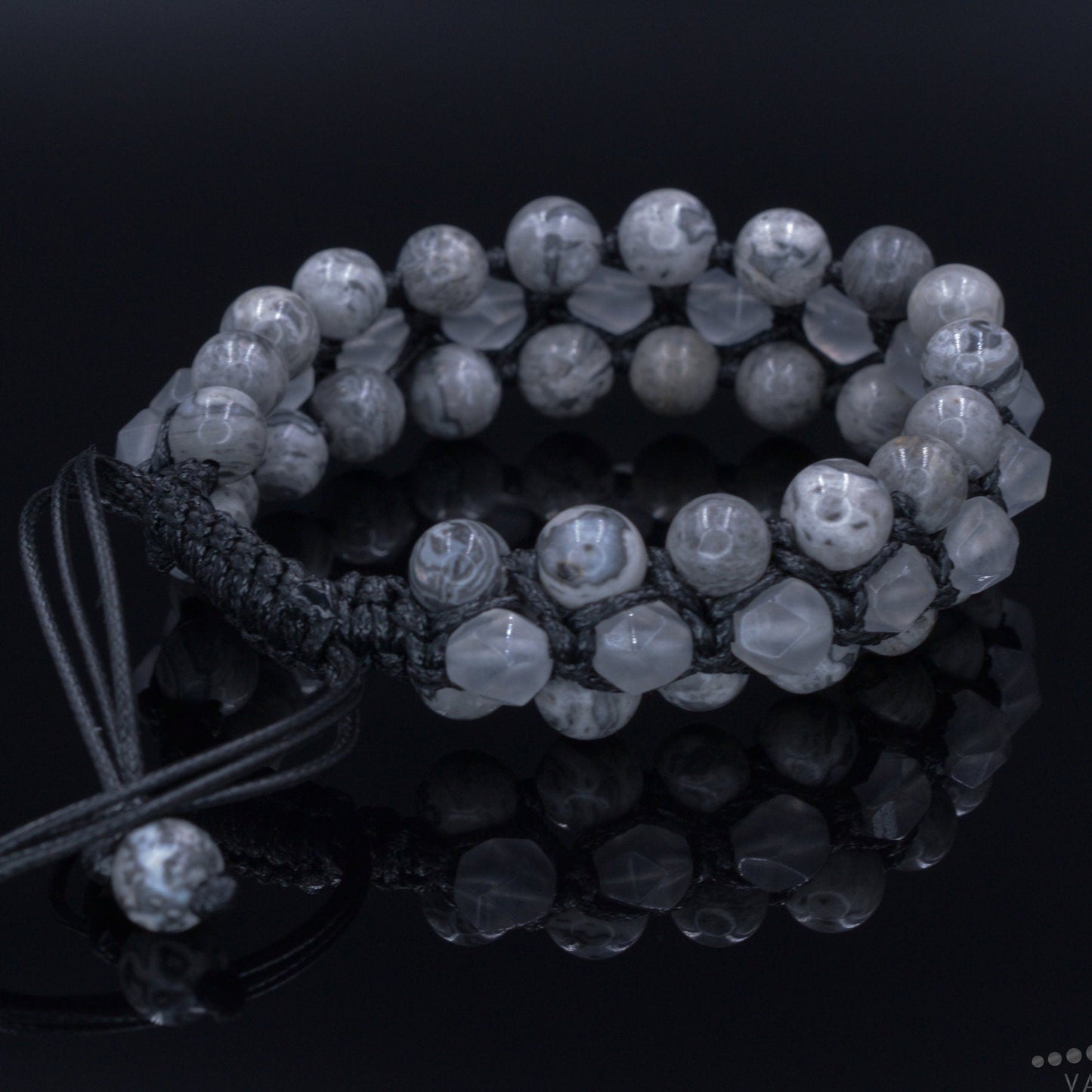 Men's Jasper Macrame Bracelet - Three Row Beaded Bracelet - Quartz Crystal Bracelet - Gift for Men - Adjustable Stone Bracelet for Men Shamballa Bracelet - Birthstone Bracelet - Gemstone Bracelet Men - Chakra Bracelet - Macrame Bracelet - Healing Bracelet - Valinde