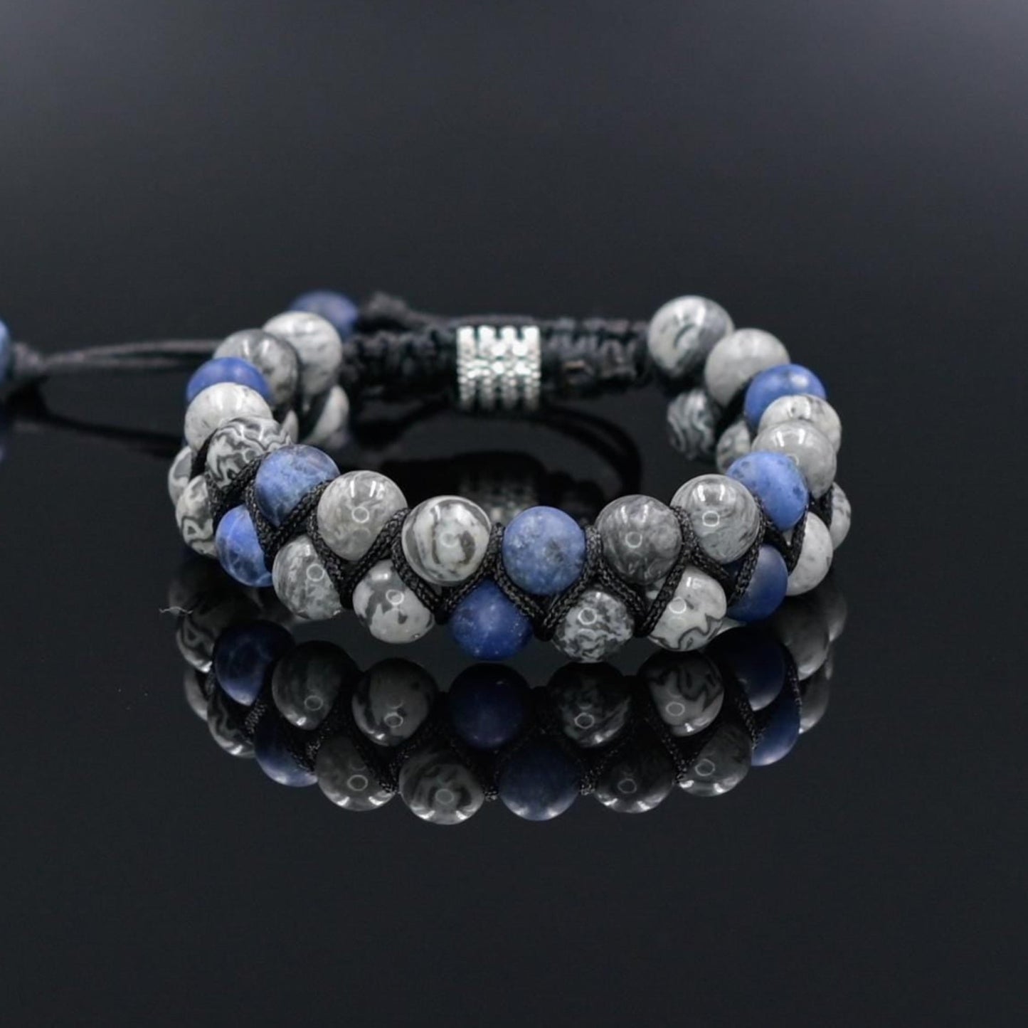 Men's Jasper Bracelet / Double Macrame Bracelet / Sodalite Bracelet / Men's Gift / Adjustable Bracelet / Double Row Bracelet / Gift for Men - Shamballa Bracelet - Mantra Bracelet - Yoga Bracelet - Birthstone Bracelet - Gemstone Bracelet Men - Chakra Bracelet - Macrame Bracelet - Healing Bracelet - Gift for Father - Gift For Men - Valinde