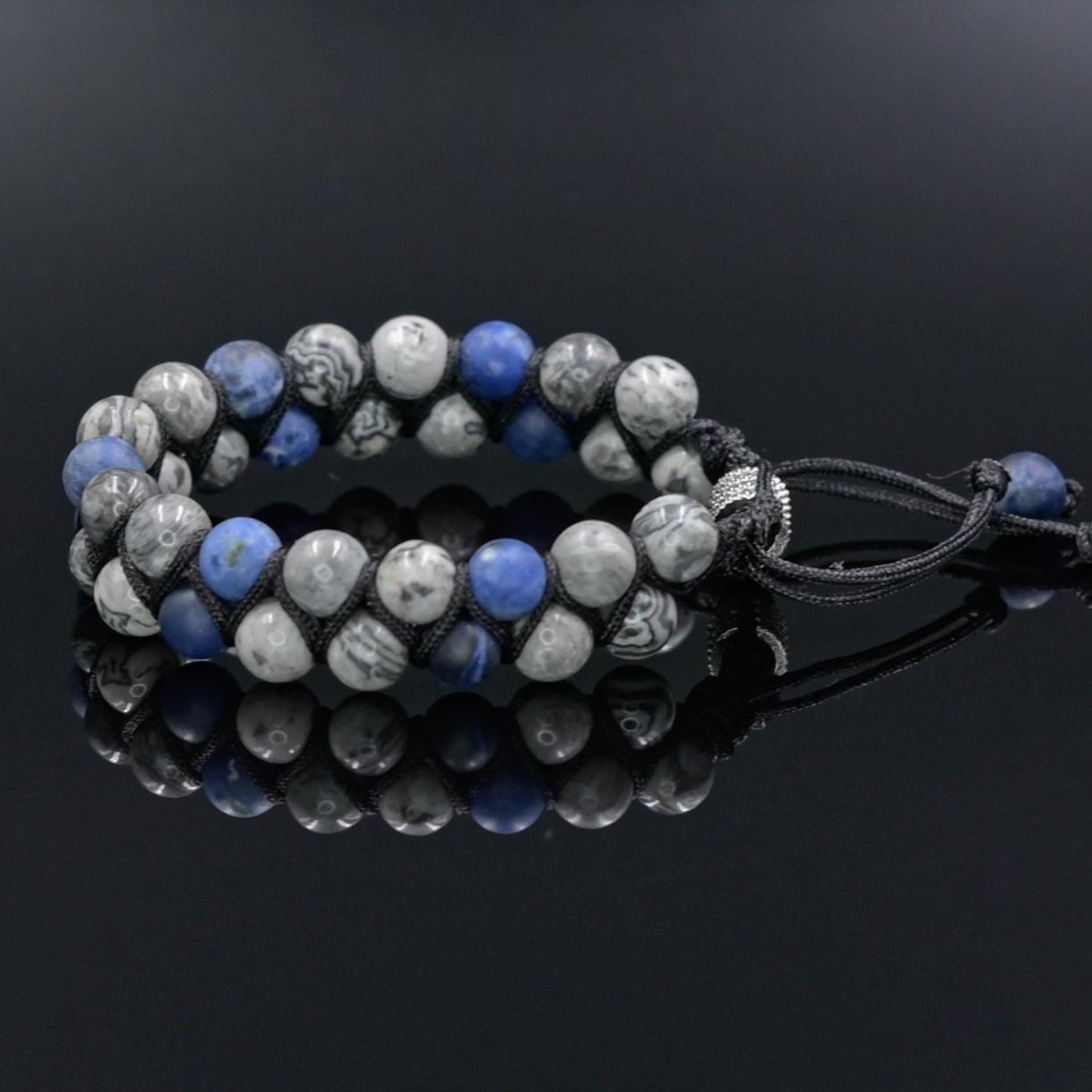 Men's Jasper Bracelet / Double Macrame Bracelet / Sodalite Bracelet / Men's Gift / Adjustable Bracelet / Double Row Bracelet / Gift for Men - Shamballa Bracelet - Mantra Bracelet - Yoga Bracelet - Birthstone Bracelet - Gemstone Bracelet Men - Chakra Bracelet - Macrame Bracelet - Healing Bracelet - Gift for Father - Gift For Men - Valinde