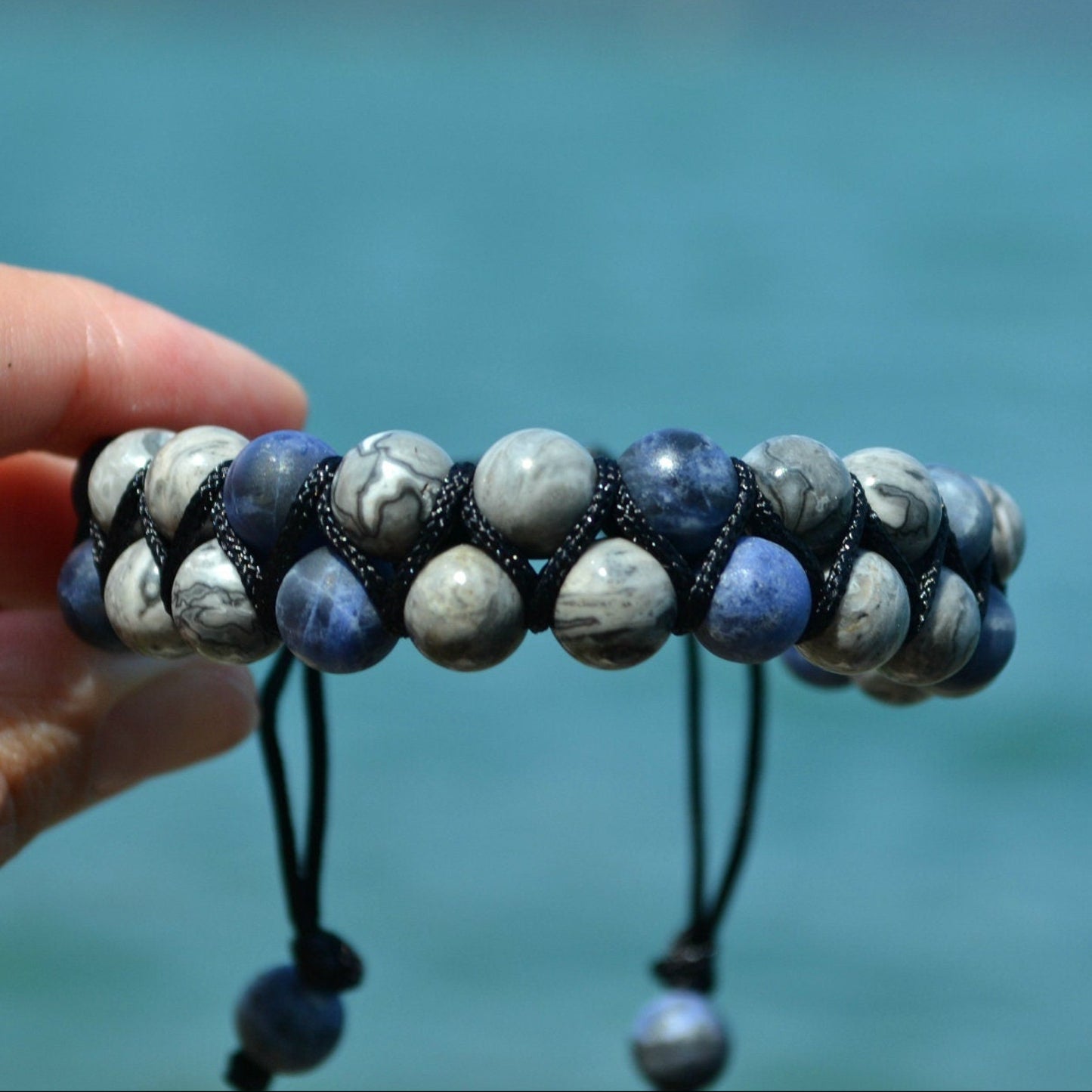 Men's Jasper Bracelet / Double Macrame Bracelet / Sodalite Bracelet / Men's Gift / Adjustable Bracelet / Double Row Bracelet / Gift for Men - Shamballa Bracelet - Mantra Bracelet - Yoga Bracelet - Birthstone Bracelet - Gemstone Bracelet Men - Chakra Bracelet - Macrame Bracelet - Healing Bracelet - Gift for Father - Gift For Men - Valinde