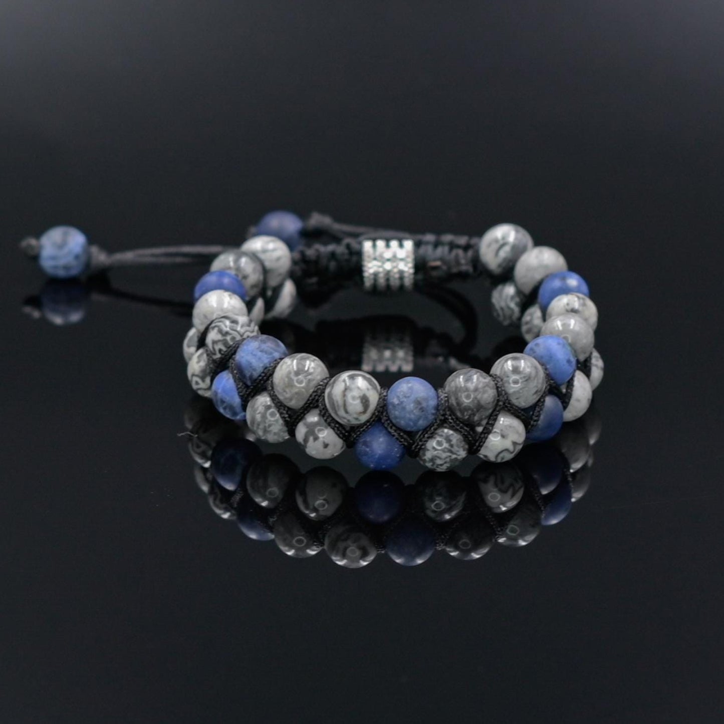 Men's Jasper Bracelet / Double Macrame Bracelet / Sodalite Bracelet / Men's Gift / Adjustable Bracelet / Double Row Bracelet / Gift for Men - Shamballa Bracelet - Mantra Bracelet - Yoga Bracelet - Birthstone Bracelet - Gemstone Bracelet Men - Chakra Bracelet - Macrame Bracelet - Healing Bracelet - Gift for Father - Gift For Men - Valinde