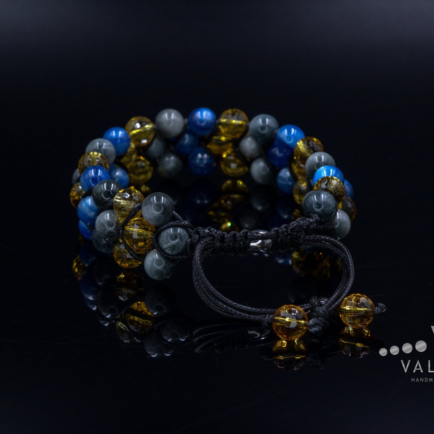 Men's Kyanite Triple Bracelet / Luxury Gemstone Bracelet / 3 Row Bracelet / Citrine Macrame Bracelet / Hawk Eye Bracelet / Gift for Men - Shamballa Bracelet - Birthstone Bracelet - Gemstone Bracelet Men - Chakra Bracelet - Macrame Bracelet - Healing Bracelet - Valinde