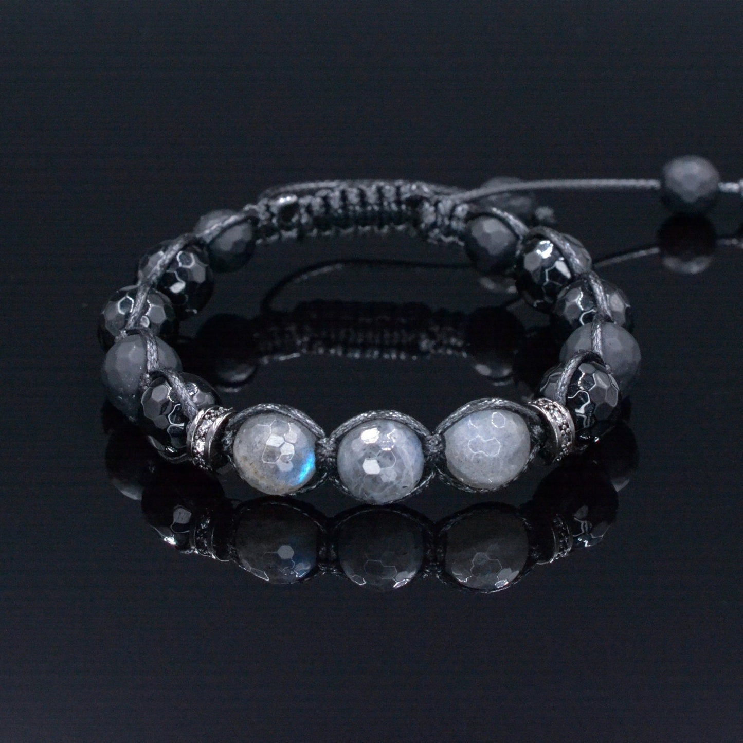 Flash Labradorite Bracelet - Men's Black Onyx Gemstone Bracelet - Braided Adjustable Bracelet - Gift for Men - Stone Macrame Bracelet Men - Shamballa Bracelet - Mantra Bracelet - Yoga Bracelet - Birthstone Bracelet - Gemstone Bracelet Men - Chakra Bracelet - Macrame Bracelet - Healing Bracelet - Gift for Father - Gift For Men - Valinde