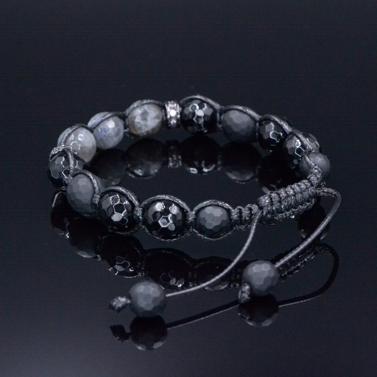 Flash Labradorite Bracelet - Men's Black Onyx Gemstone Bracelet - Braided Adjustable Bracelet - Gift for Men - Stone Macrame Bracelet Men - Shamballa Bracelet - Mantra Bracelet - Yoga Bracelet - Birthstone Bracelet - Gemstone Bracelet Men - Chakra Bracelet - Macrame Bracelet - Healing Bracelet - Gift for Father - Gift For Men - Valinde
