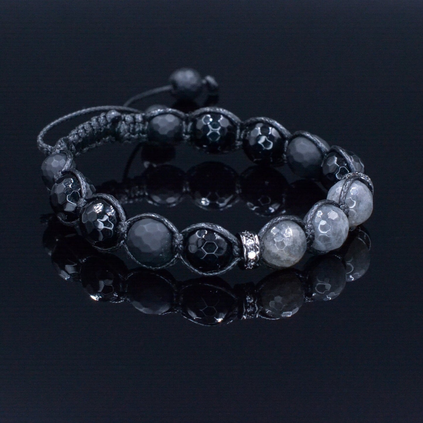 Flash Labradorite Bracelet - Men's Black Onyx Gemstone Bracelet - Braided Adjustable Bracelet - Gift for Men - Stone Macrame Bracelet Men - Shamballa Bracelet - Mantra Bracelet - Yoga Bracelet - Birthstone Bracelet - Gemstone Bracelet Men - Chakra Bracelet - Macrame Bracelet - Healing Bracelet - Gift for Father - Gift For Men - Valinde